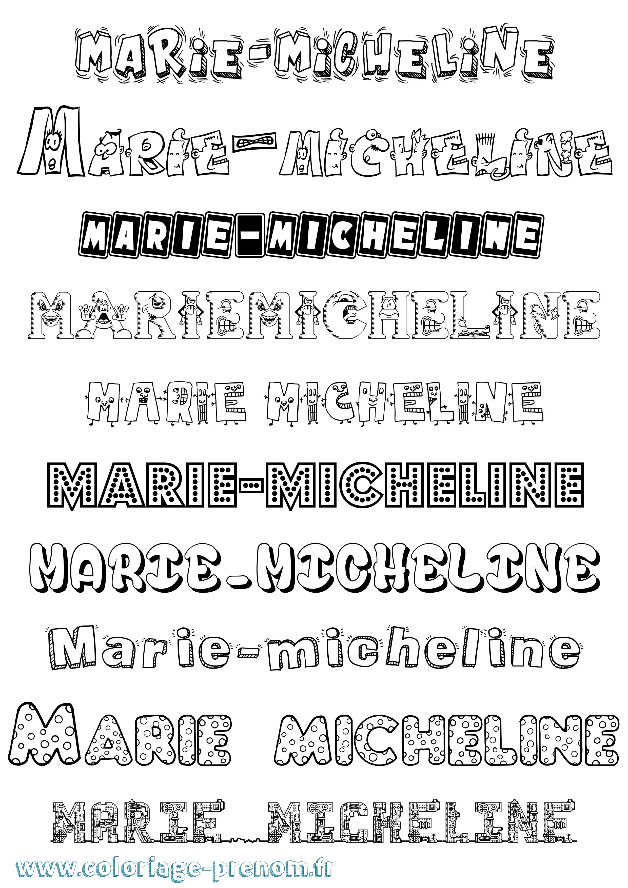 Coloriage Marie-Micheline Fun Coloriage prénom Marie-Micheline Fun