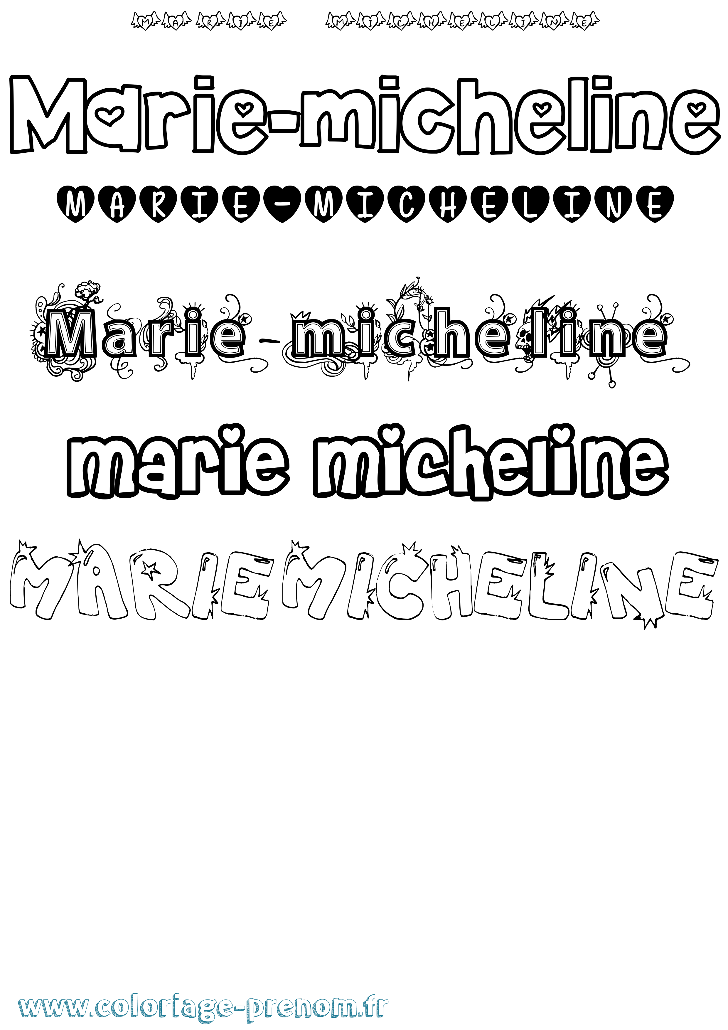 Coloriage Marie-Micheline Girly Coloriage prénom Marie-Micheline Girly