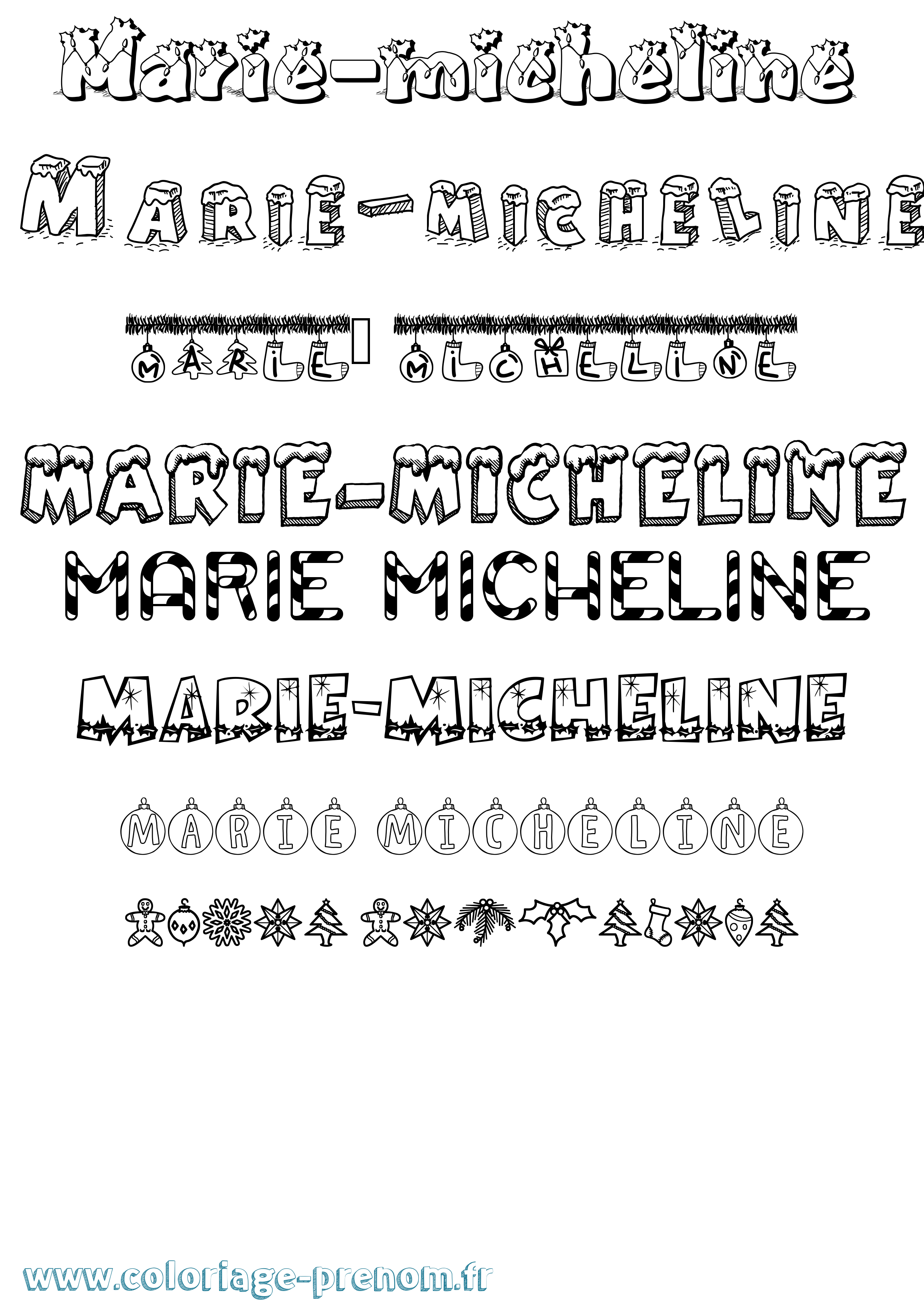 Coloriage Marie-Micheline Noël Coloriage prénom Marie-Micheline Noël
