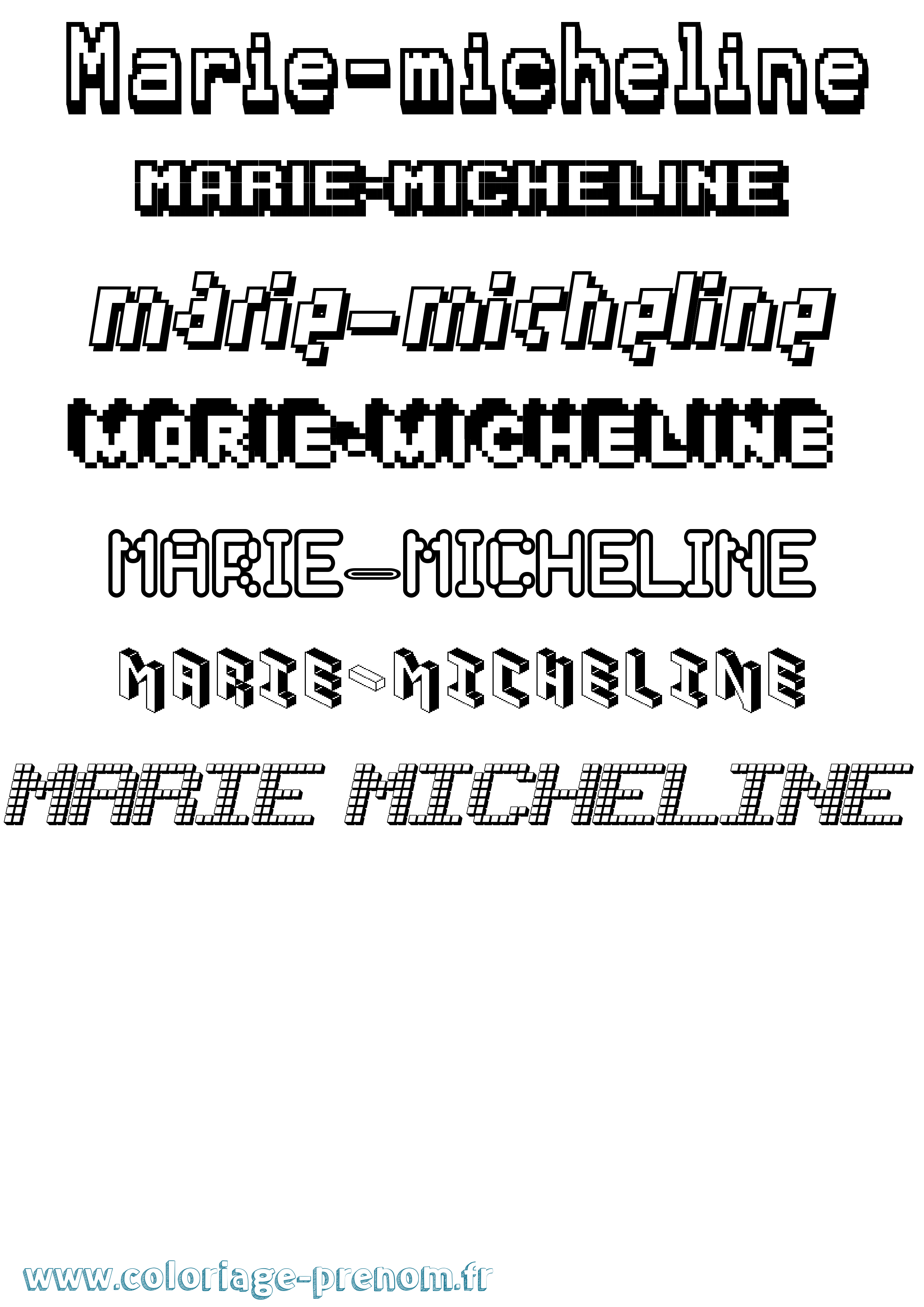 Coloriage Marie-Micheline Pixel Coloriage prénom Marie-Micheline Pixel
