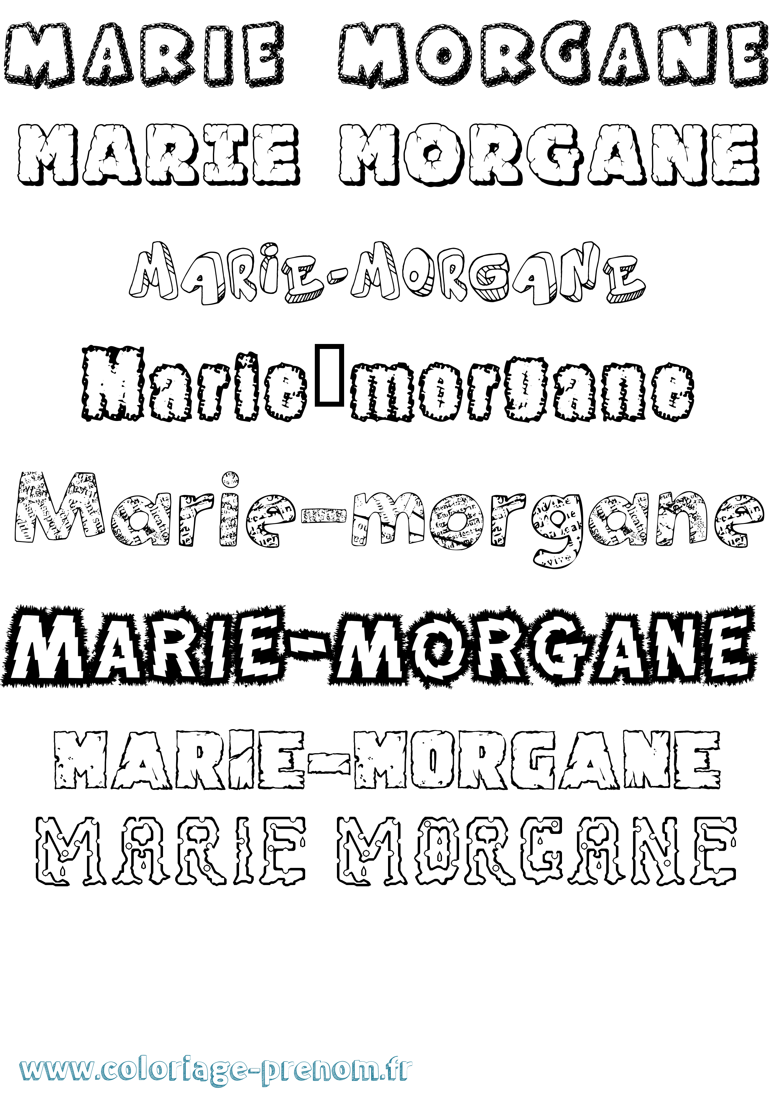 Coloriage Marie-Morgane Destructuré Coloriage prénom Marie-Morgane Destructuré