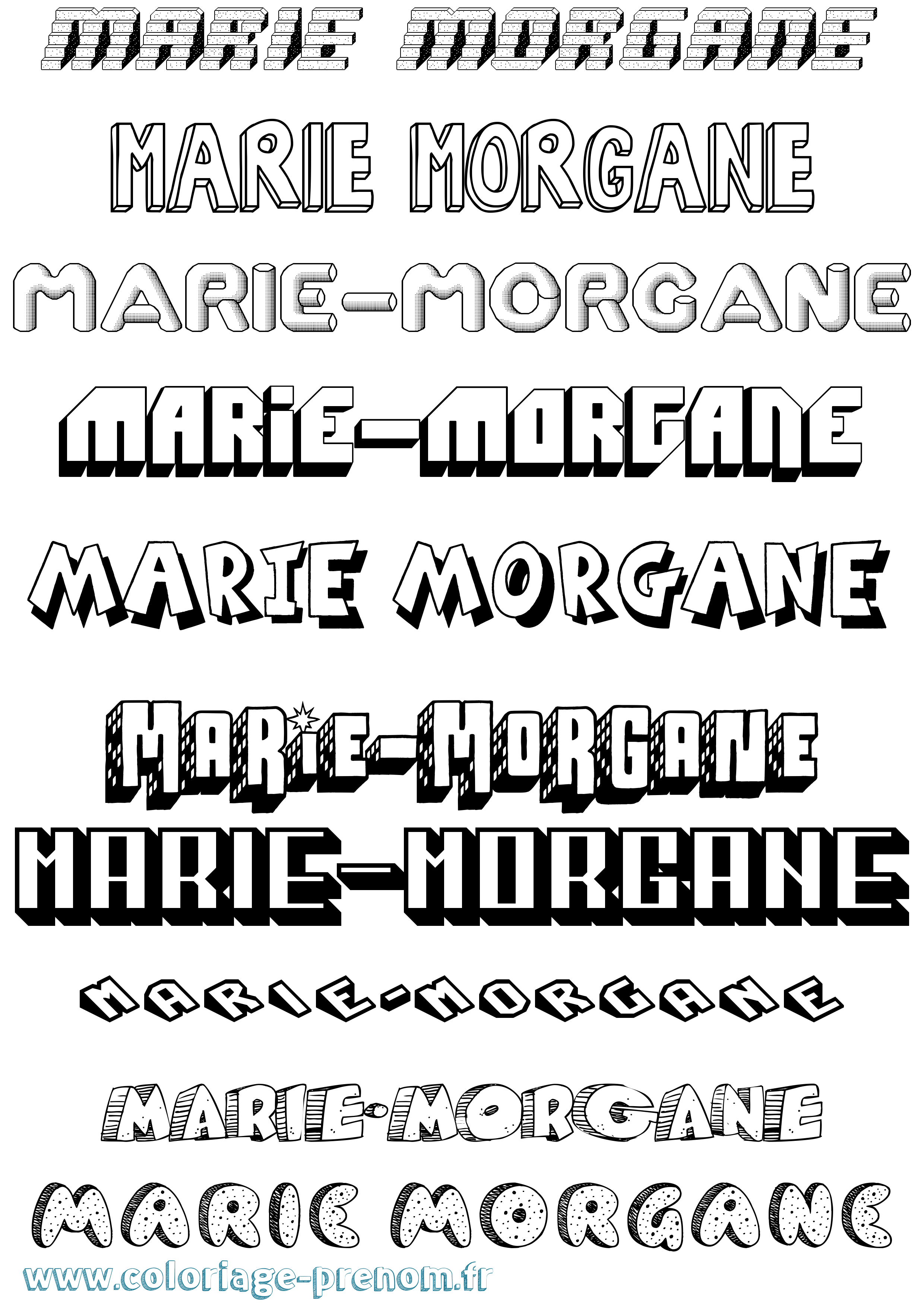 Coloriage Marie-Morgane Effet 3D Coloriage prénom Marie-Morgane Effet 3D