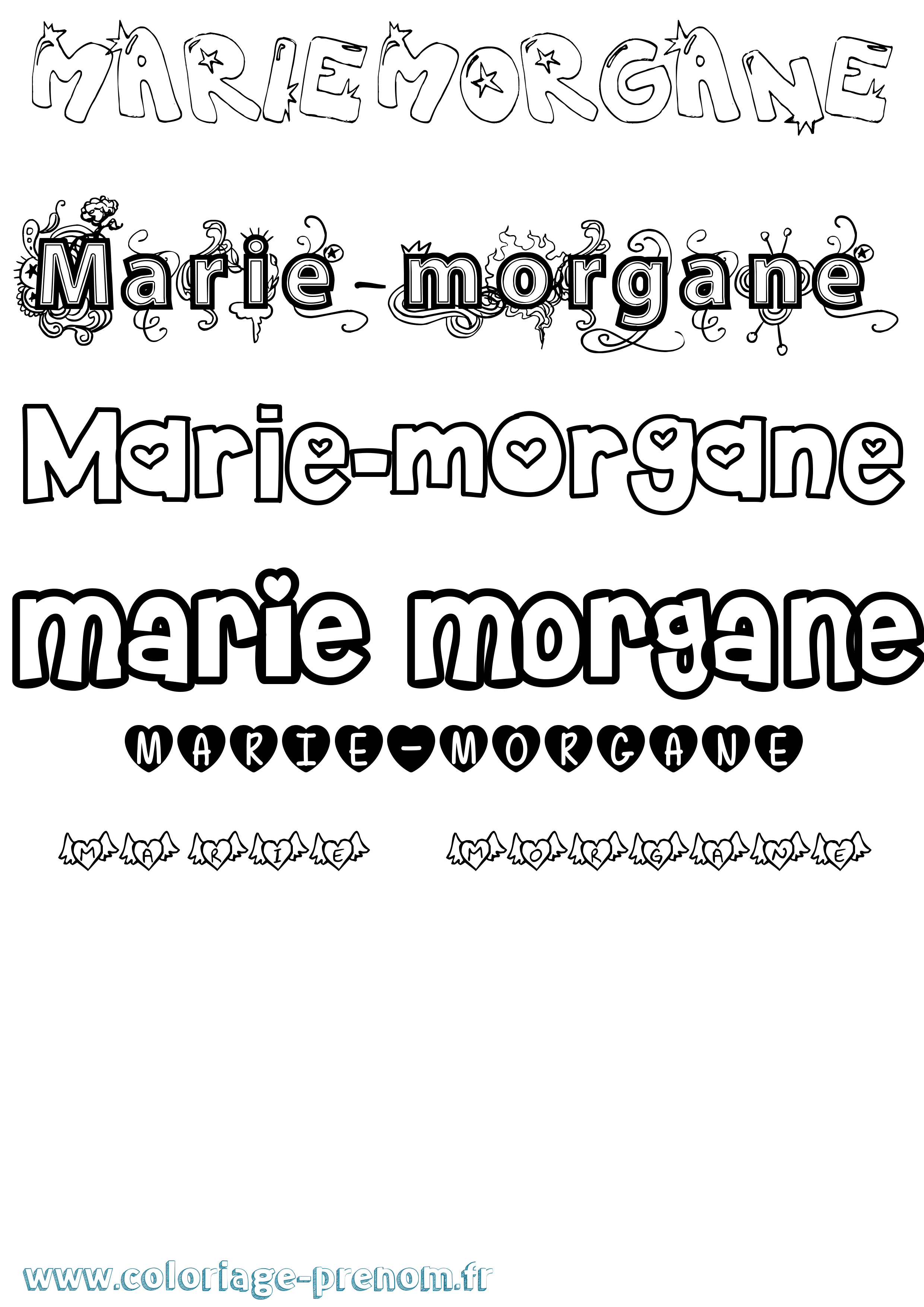 Coloriage Marie-Morgane Girly Coloriage prénom Marie-Morgane Girly