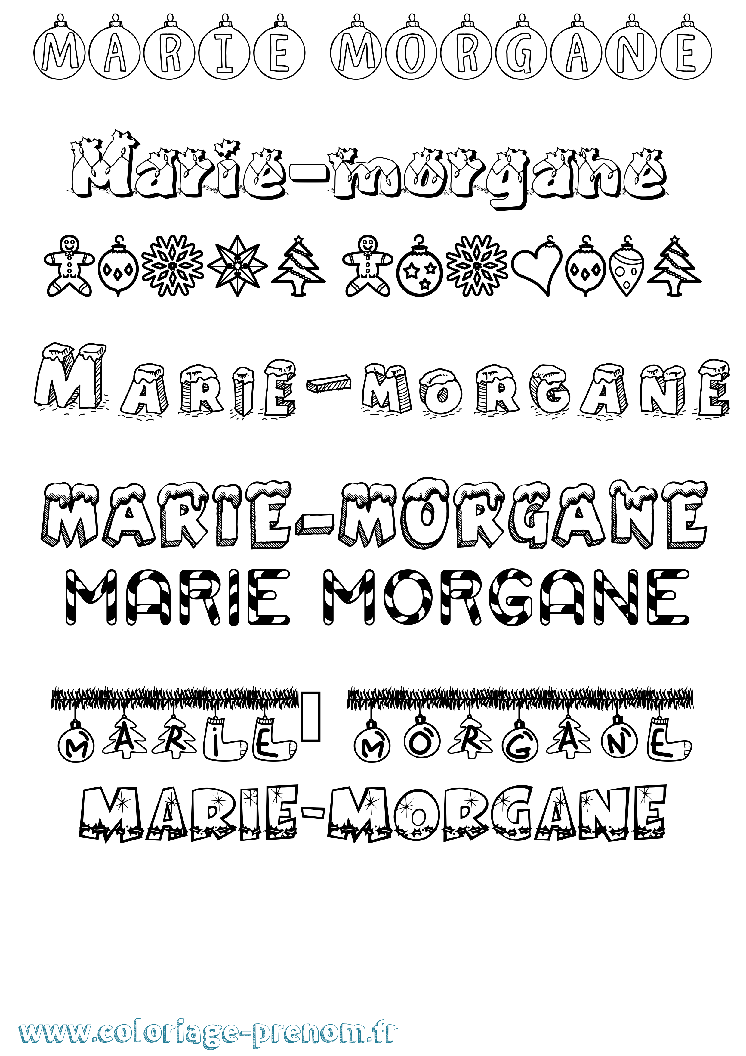 Coloriage Marie-Morgane Noël Coloriage prénom Marie-Morgane Noël