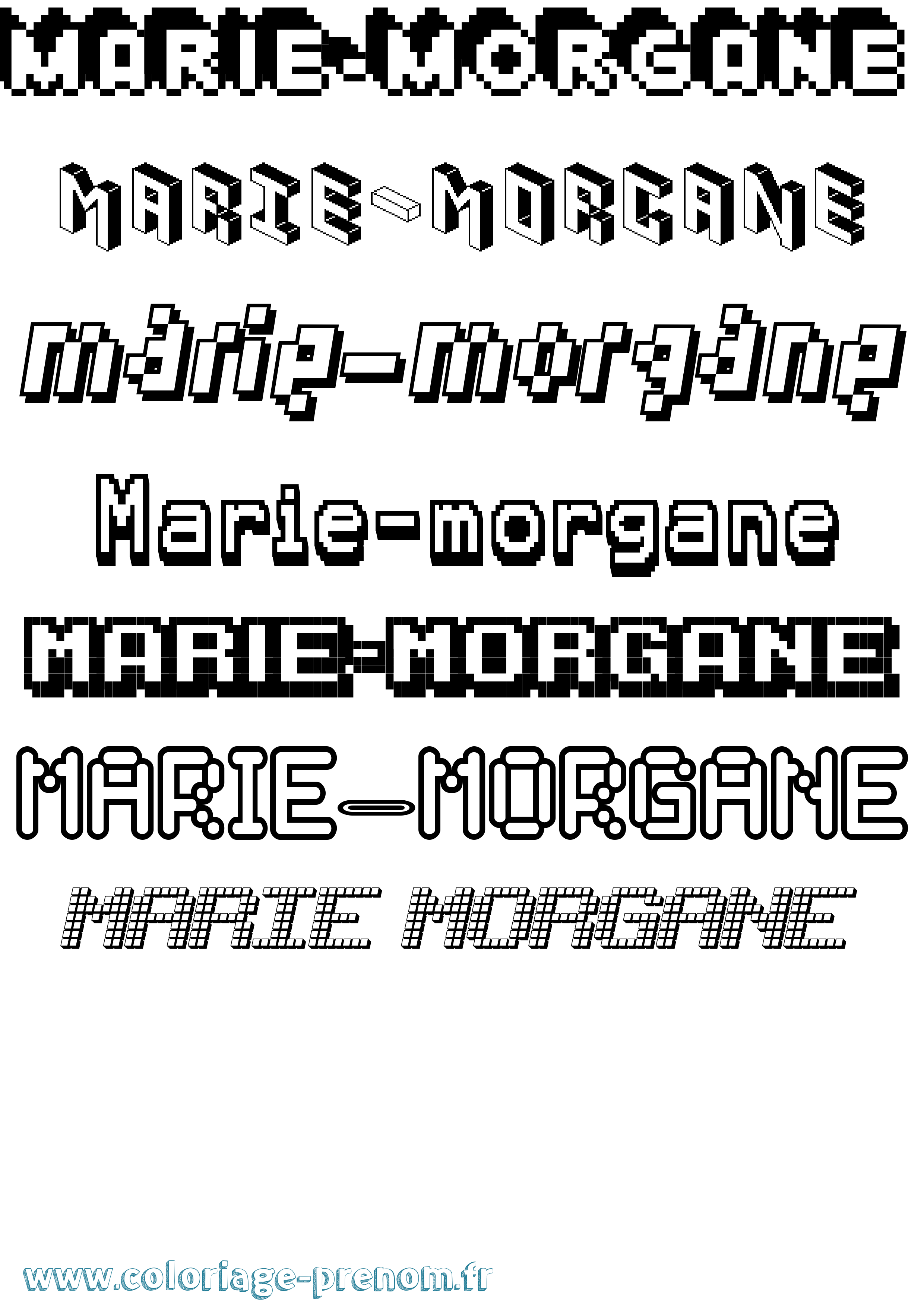 Coloriage Marie-Morgane Pixel Coloriage prénom Marie-Morgane Pixel