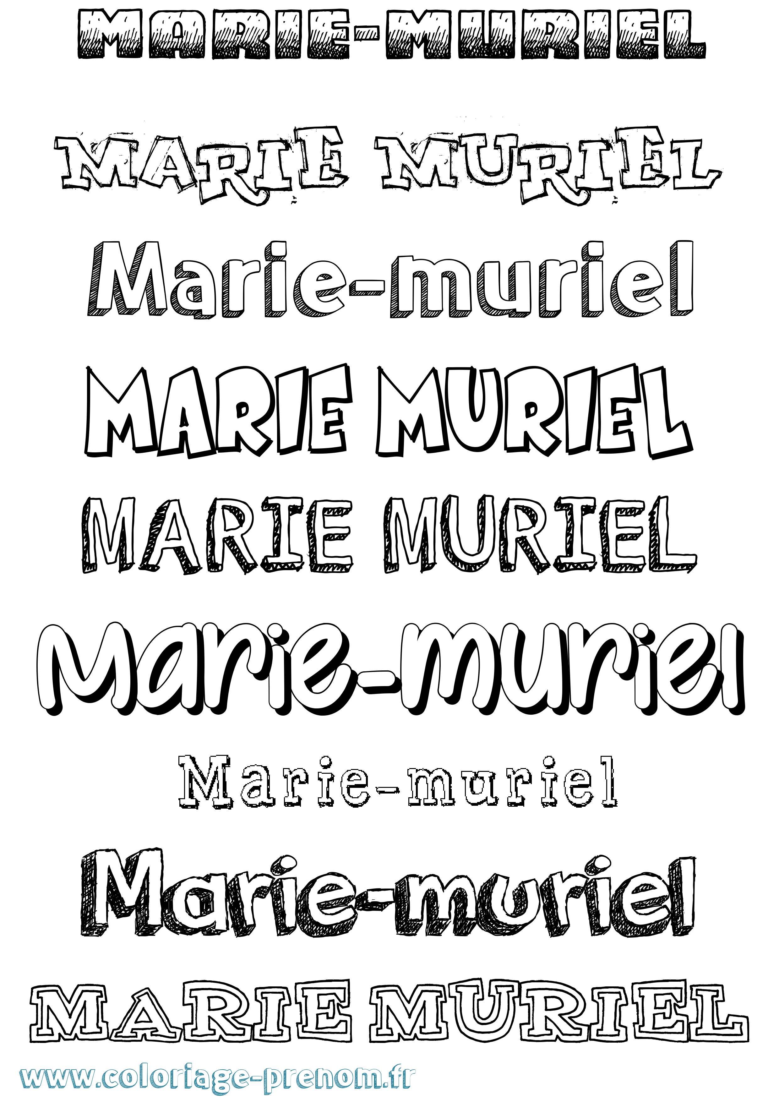 Coloriage Marie-Muriel Dessiné Coloriage prénom Marie-Muriel Dessiné