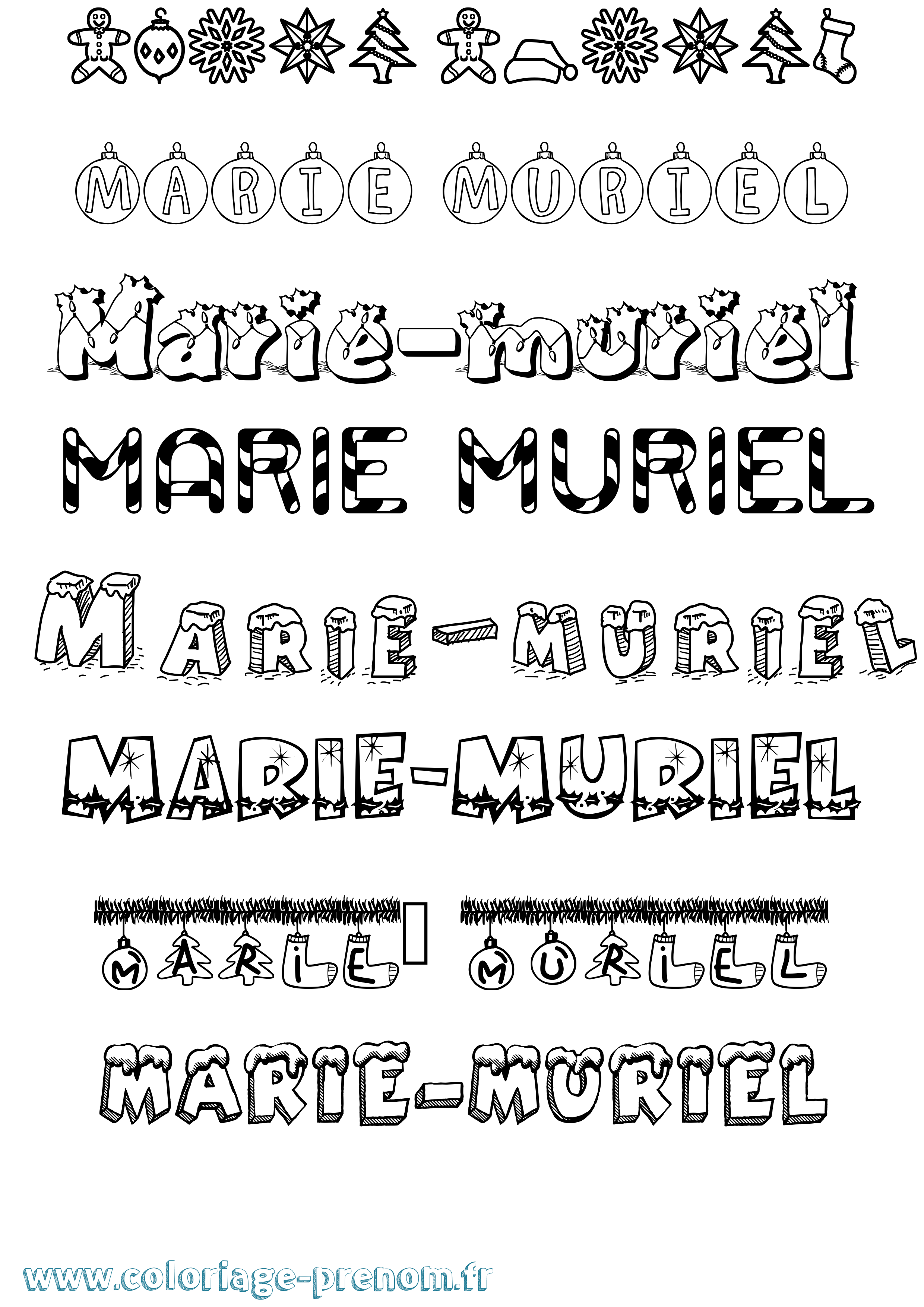 Coloriage Marie-Muriel Noël Coloriage prénom Marie-Muriel Noël