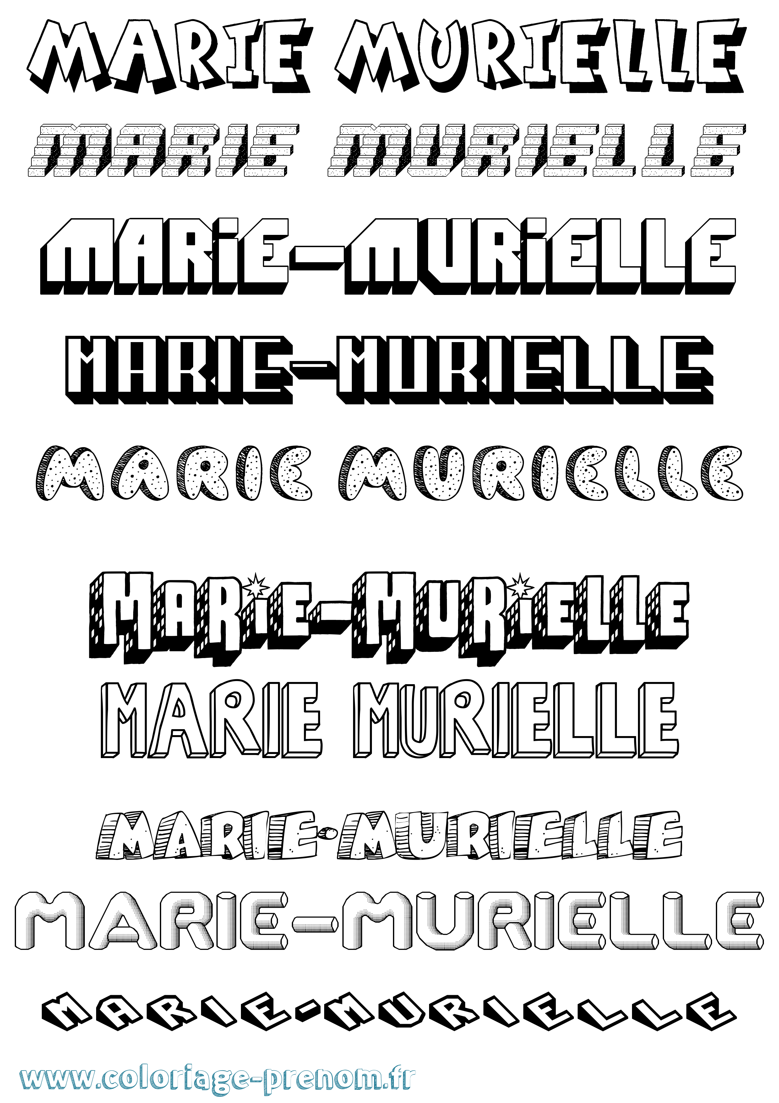 Coloriage Marie-Murielle Effet 3D Coloriage prénom Marie-Murielle Effet 3D