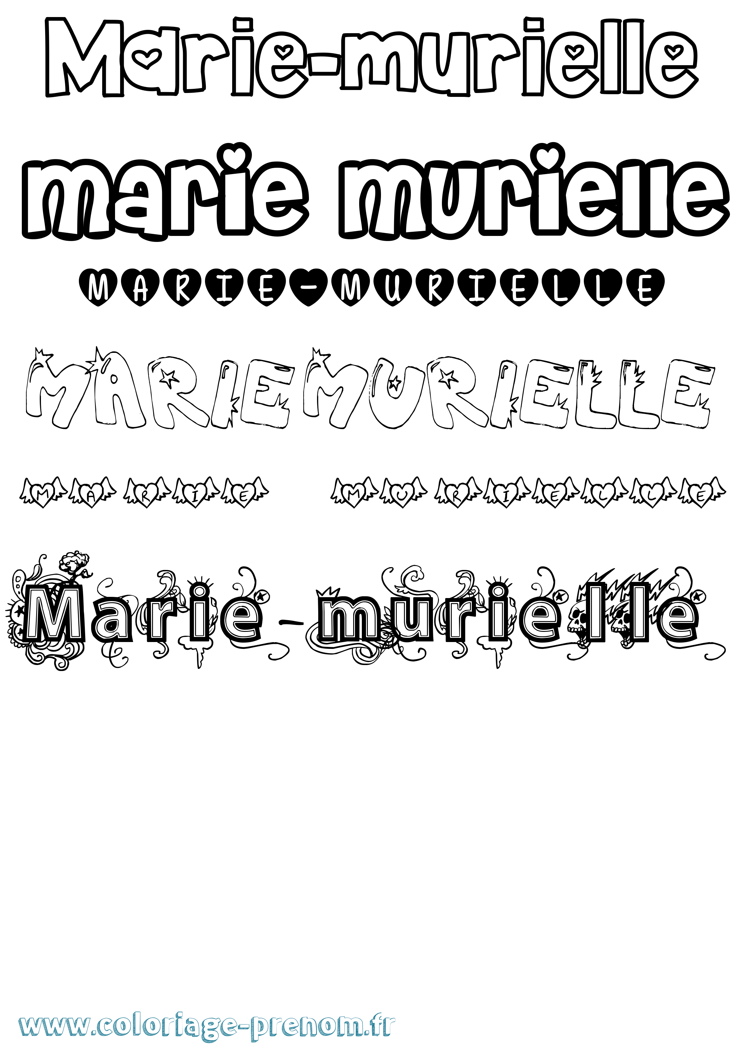 Coloriage Marie-Murielle Girly Coloriage prénom Marie-Murielle Girly