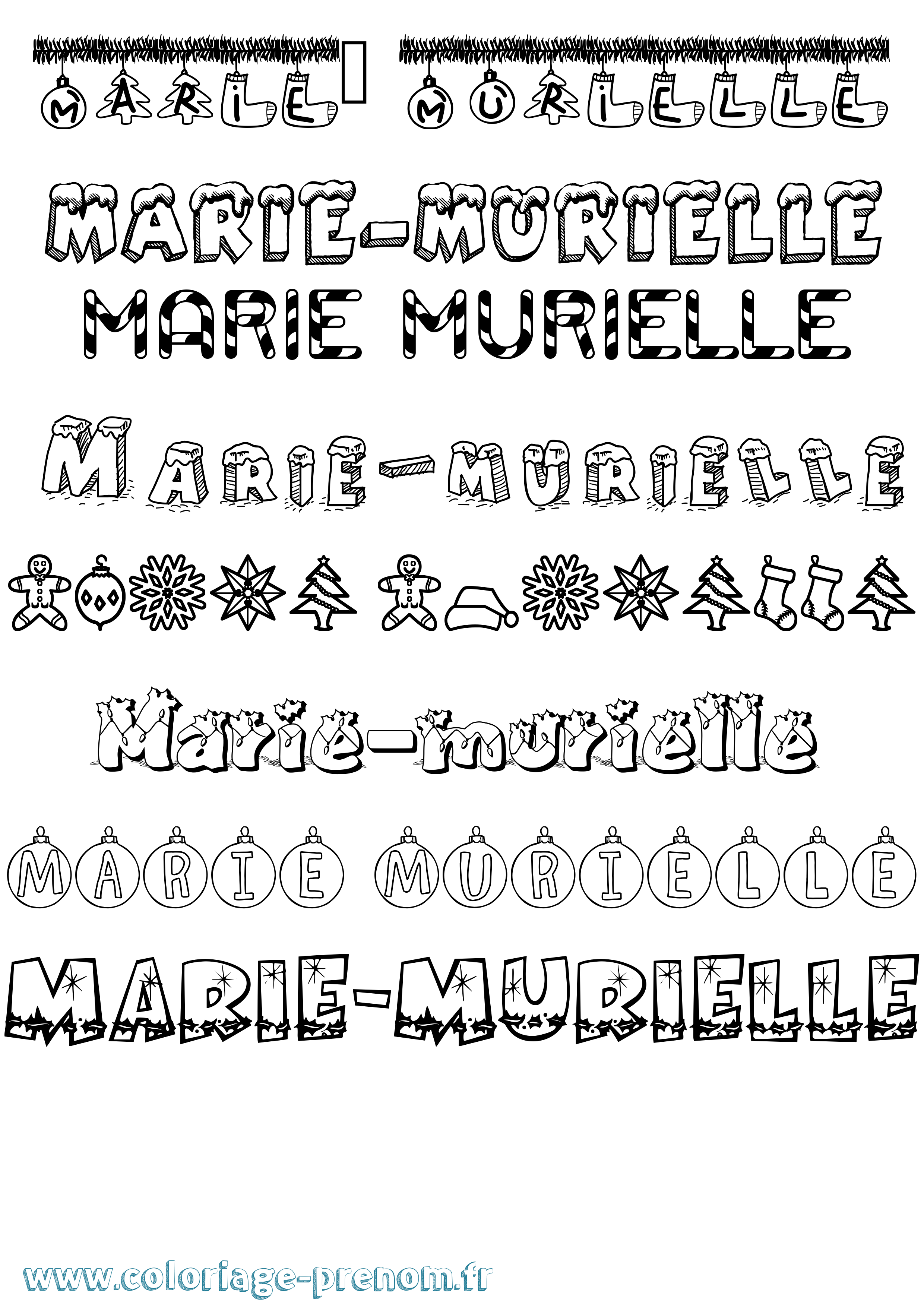 Coloriage Marie-Murielle Noël Coloriage prénom Marie-Murielle Noël