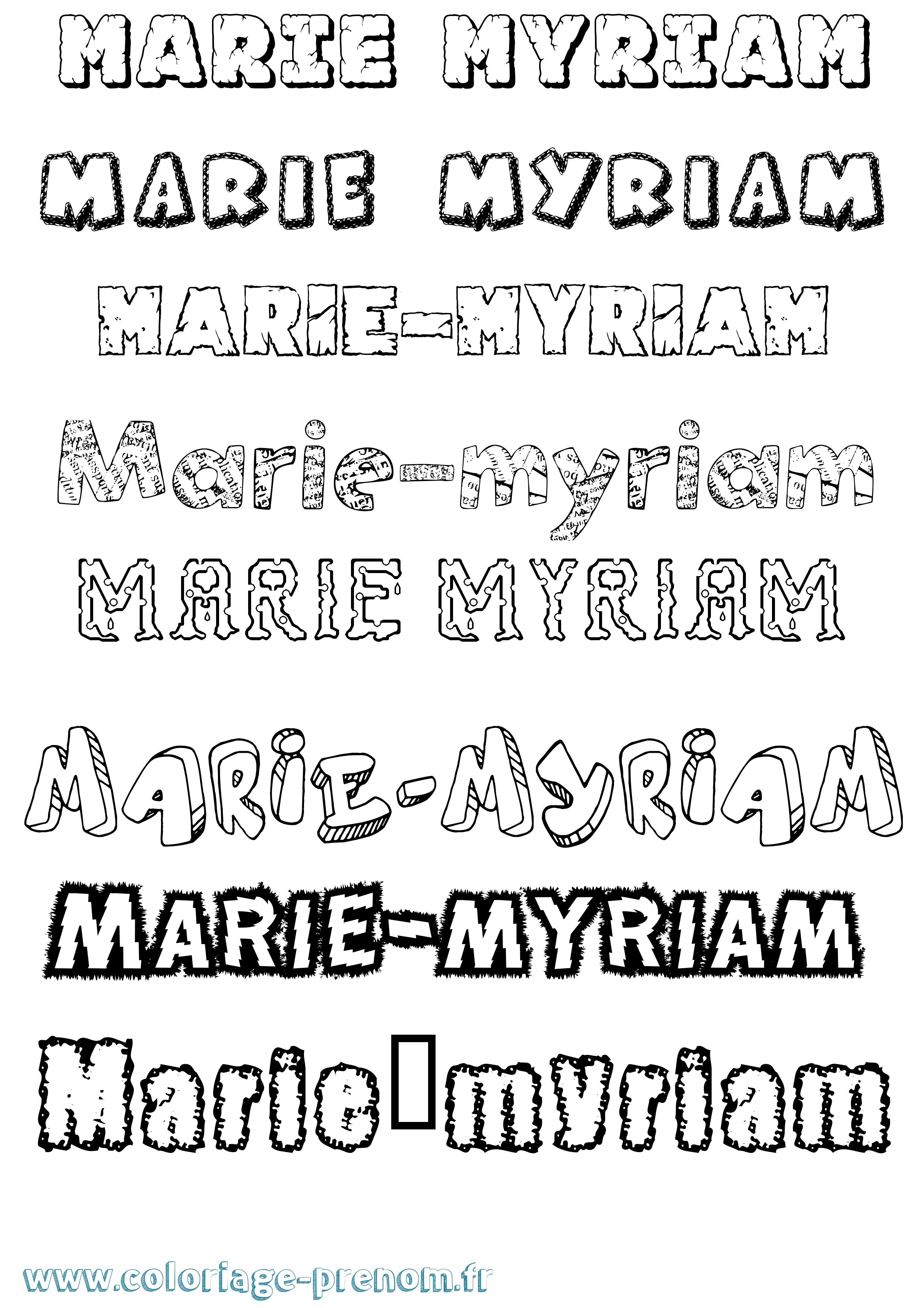 Coloriage Marie-Myriam Destructuré Coloriage prénom Marie-Myriam Destructuré