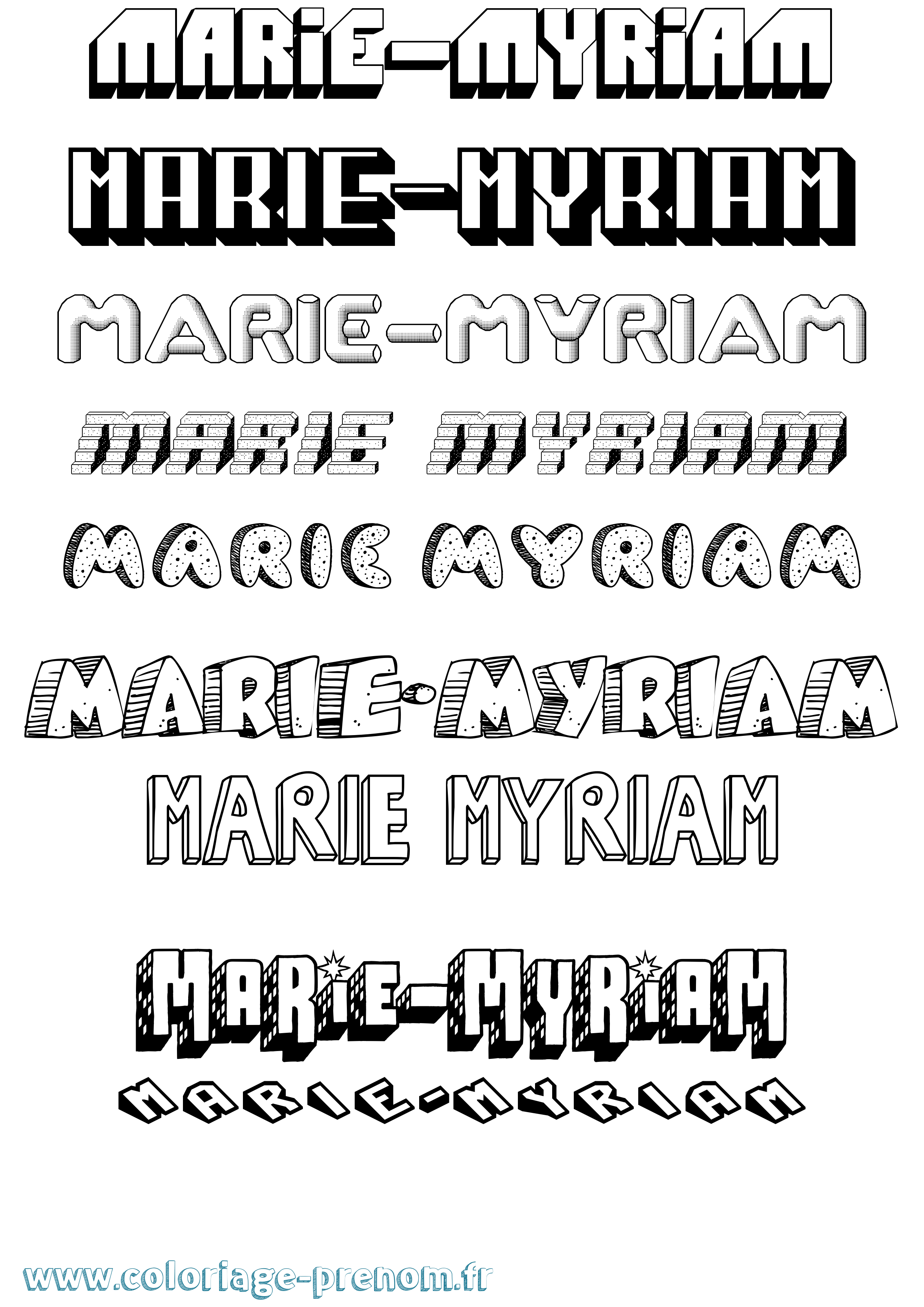 Coloriage Marie-Myriam Effet 3D Coloriage prénom Marie-Myriam Effet 3D