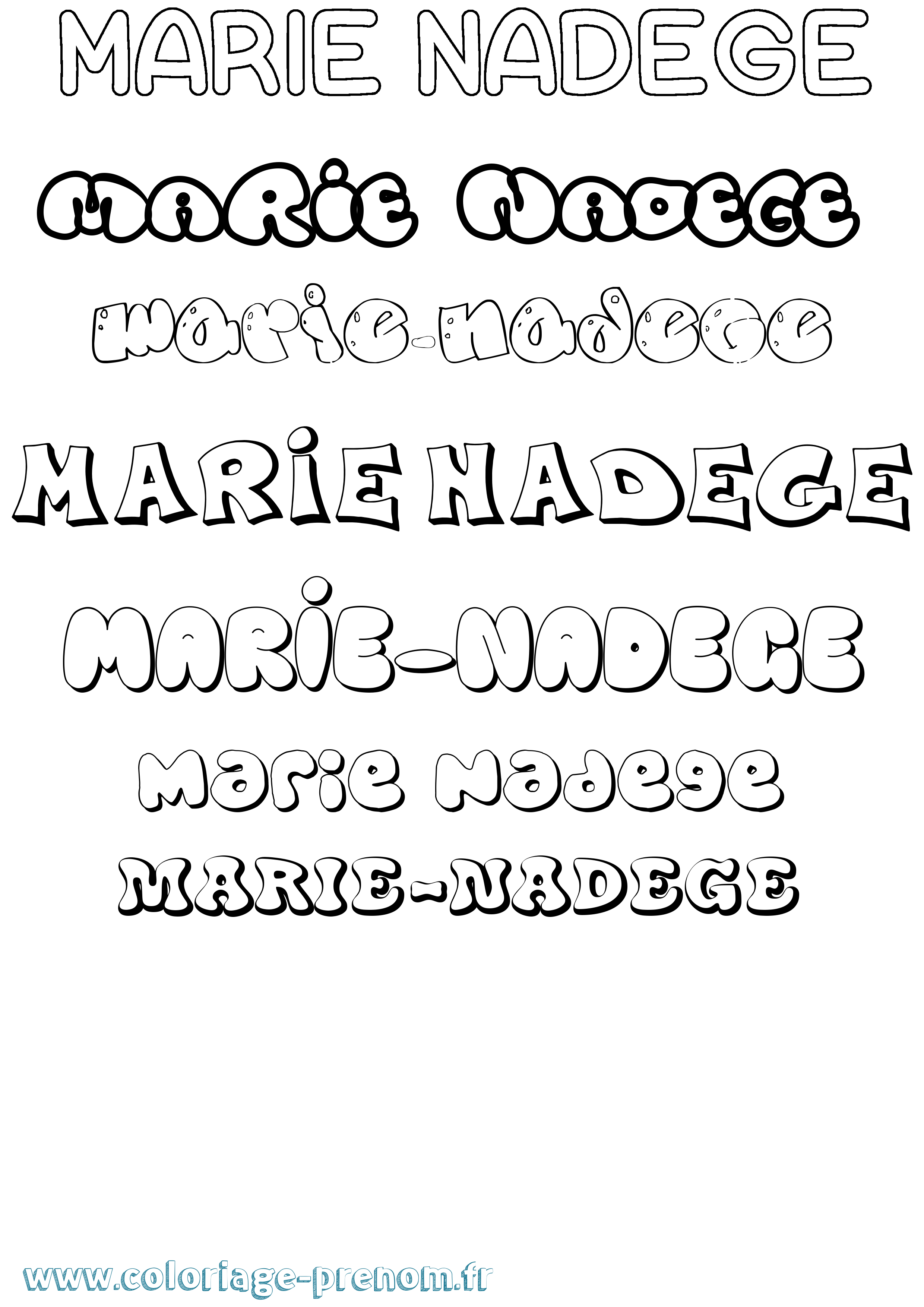 Coloriage Marie-Nadege Bubble Coloriage prénom Marie-Nadege Bubble