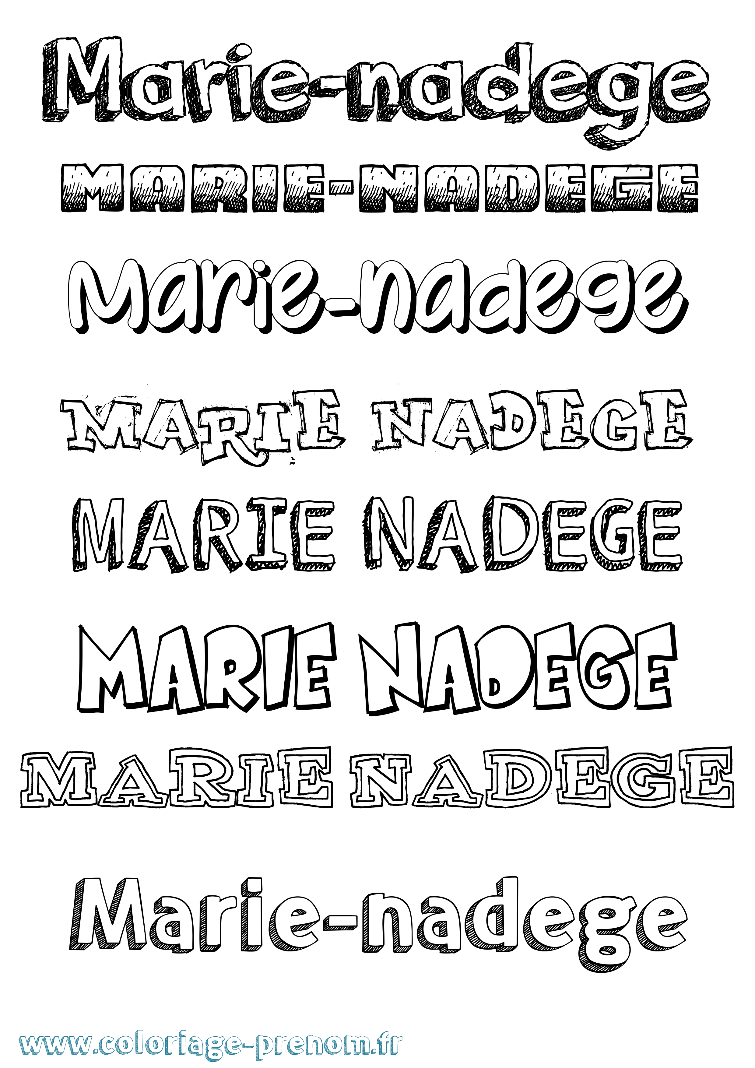 Coloriage Marie-Nadege Dessiné Coloriage prénom Marie-Nadege Dessiné