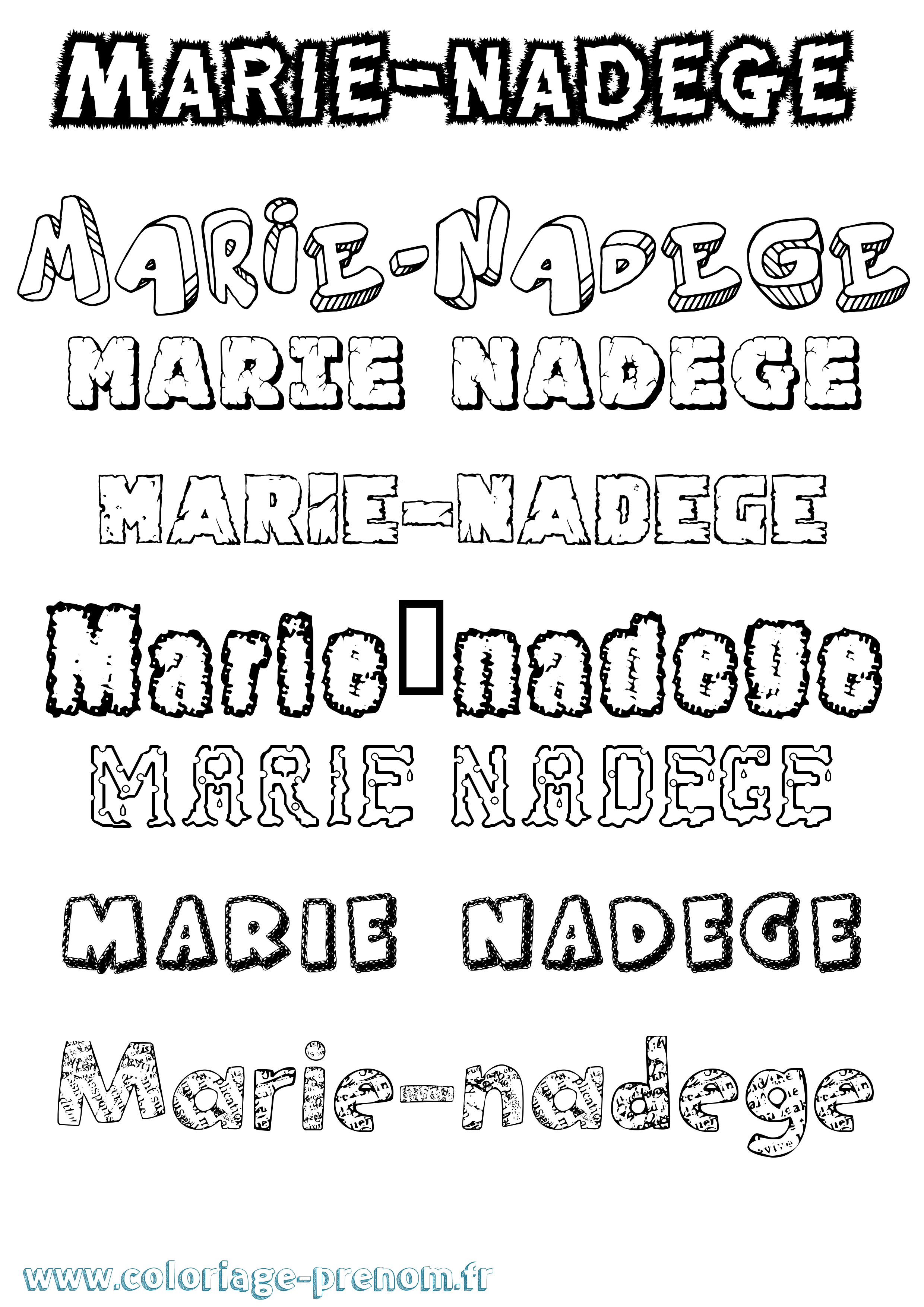 Coloriage Marie-Nadege Destructuré Coloriage prénom Marie-Nadege Destructuré
