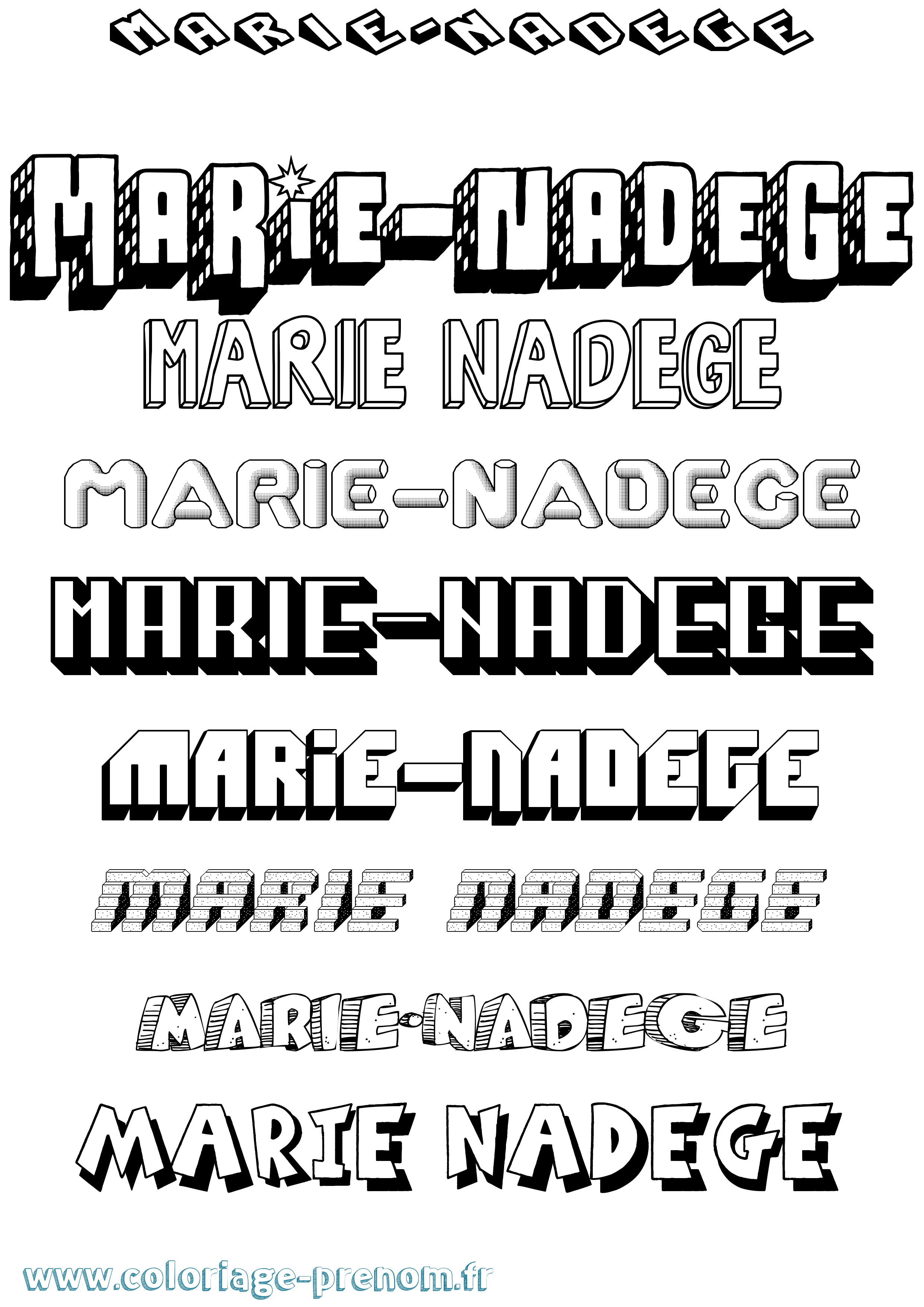 Coloriage Marie-Nadege Effet 3D Coloriage prénom Marie-Nadege Effet 3D