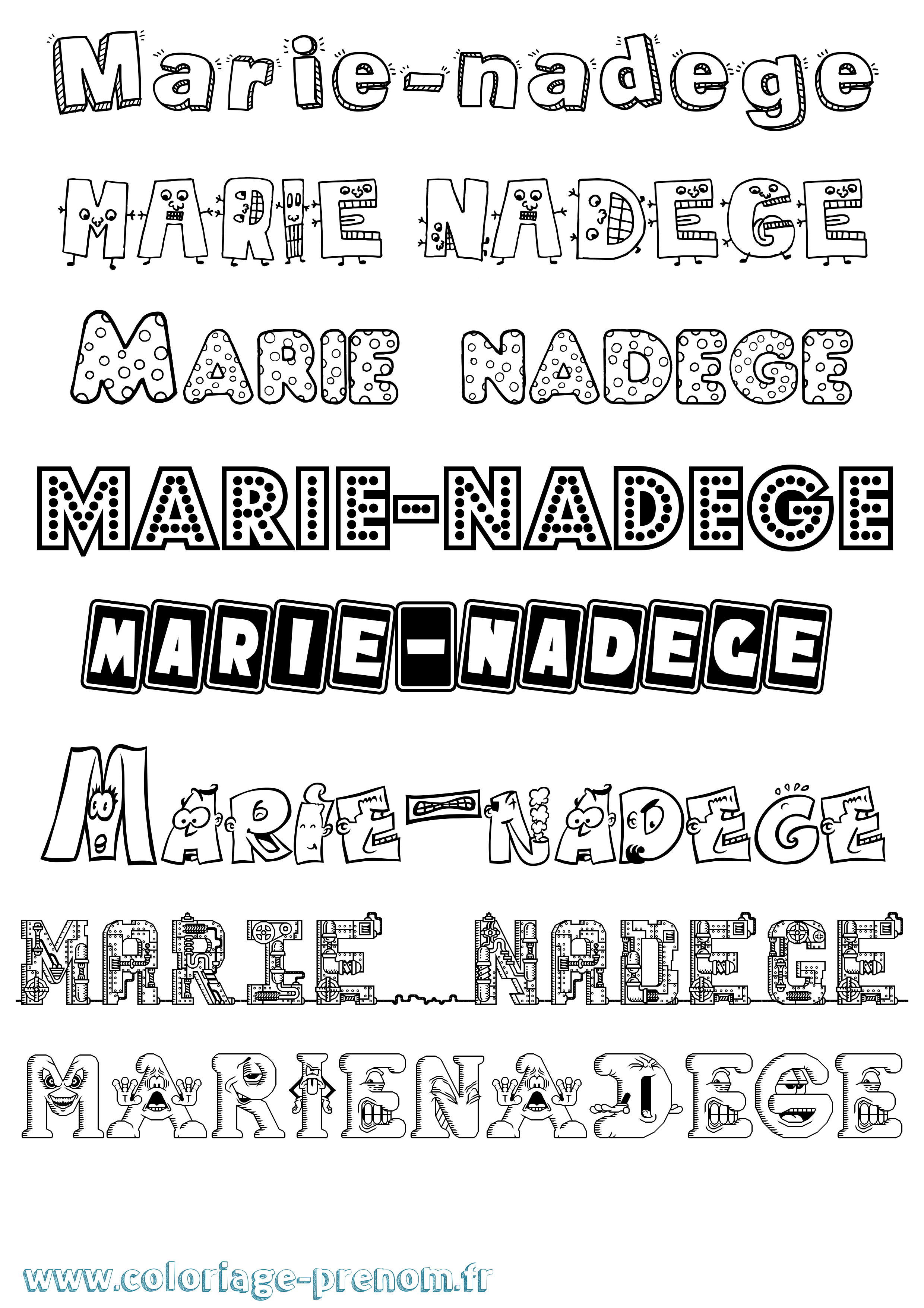 Coloriage Marie-Nadege Fun Coloriage prénom Marie-Nadege Fun