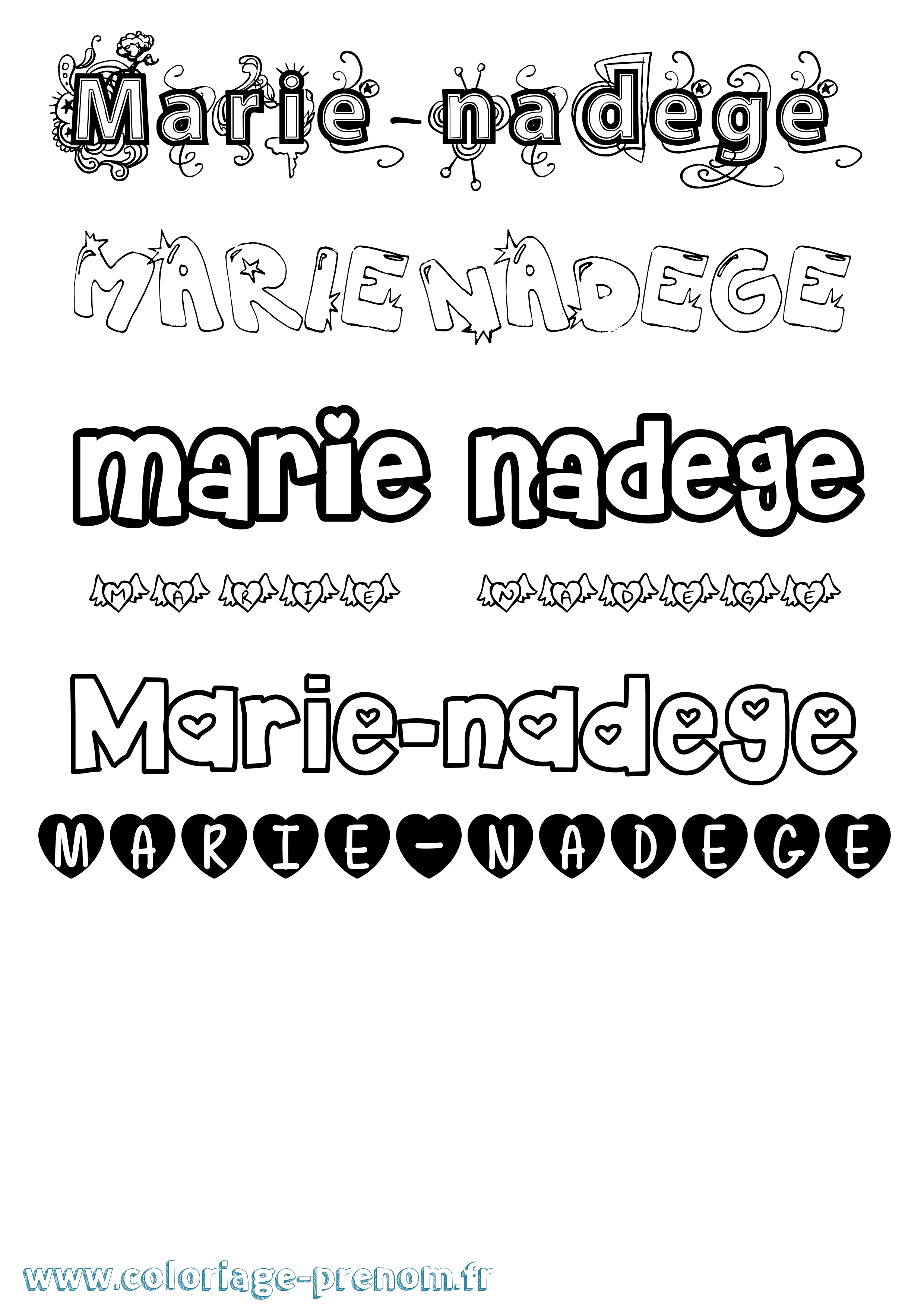Coloriage Marie-Nadege Girly Coloriage prénom Marie-Nadege Girly