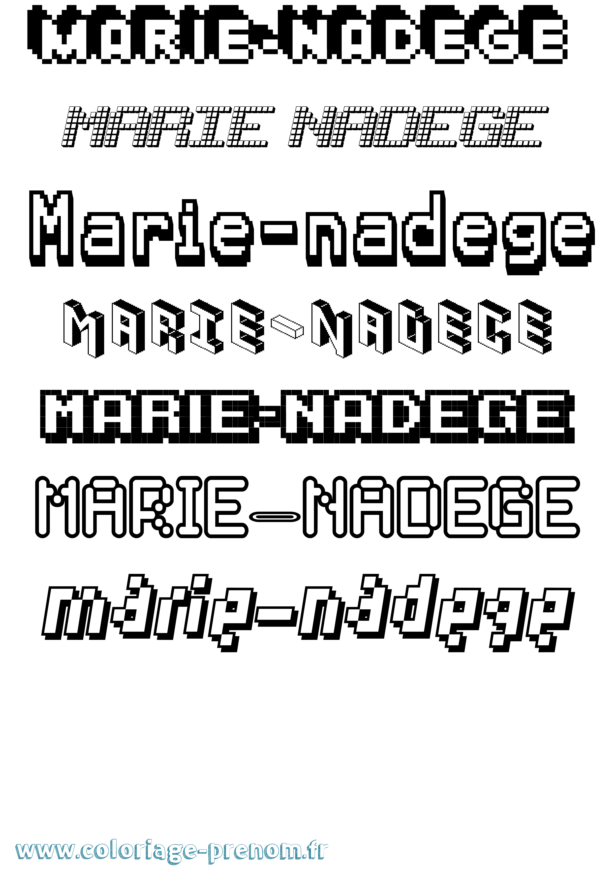 Coloriage Marie-Nadege Pixel Coloriage prénom Marie-Nadege Pixel