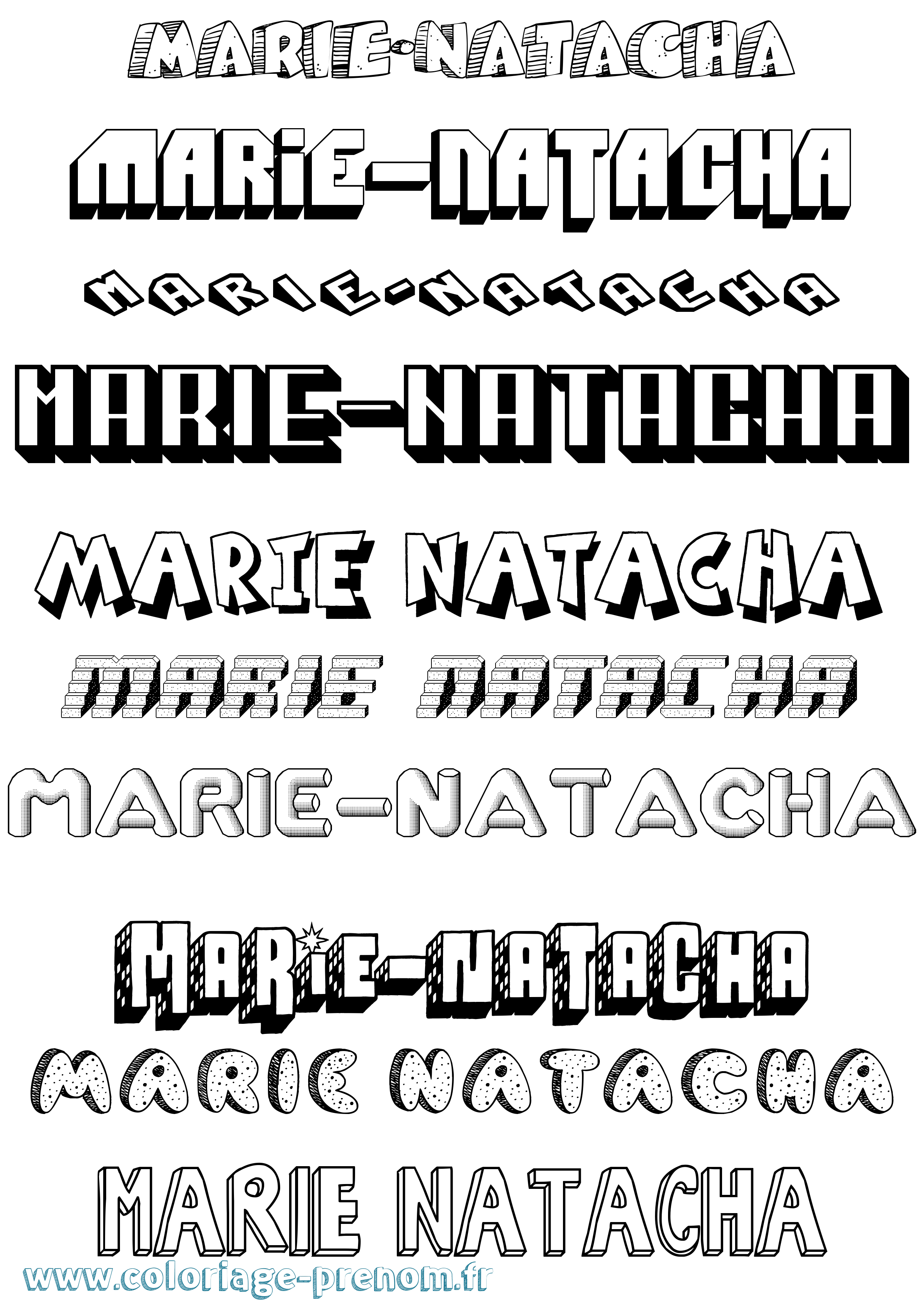 Coloriage Marie-Natacha Effet 3D Coloriage prénom Marie-Natacha Effet 3D