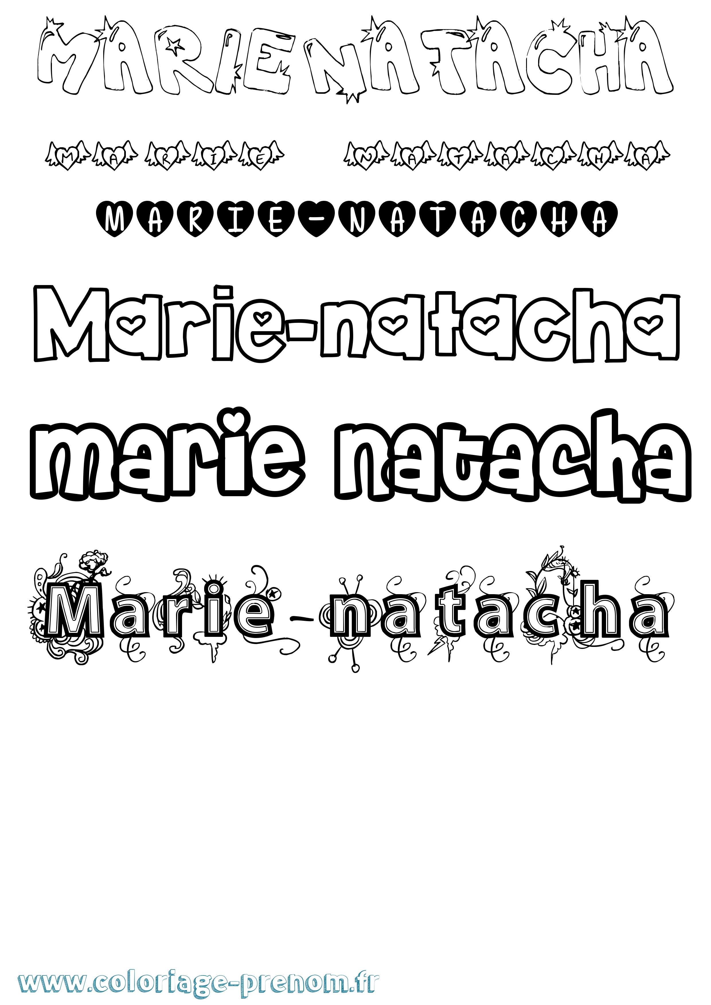 Coloriage Marie-Natacha Girly Coloriage prénom Marie-Natacha Girly