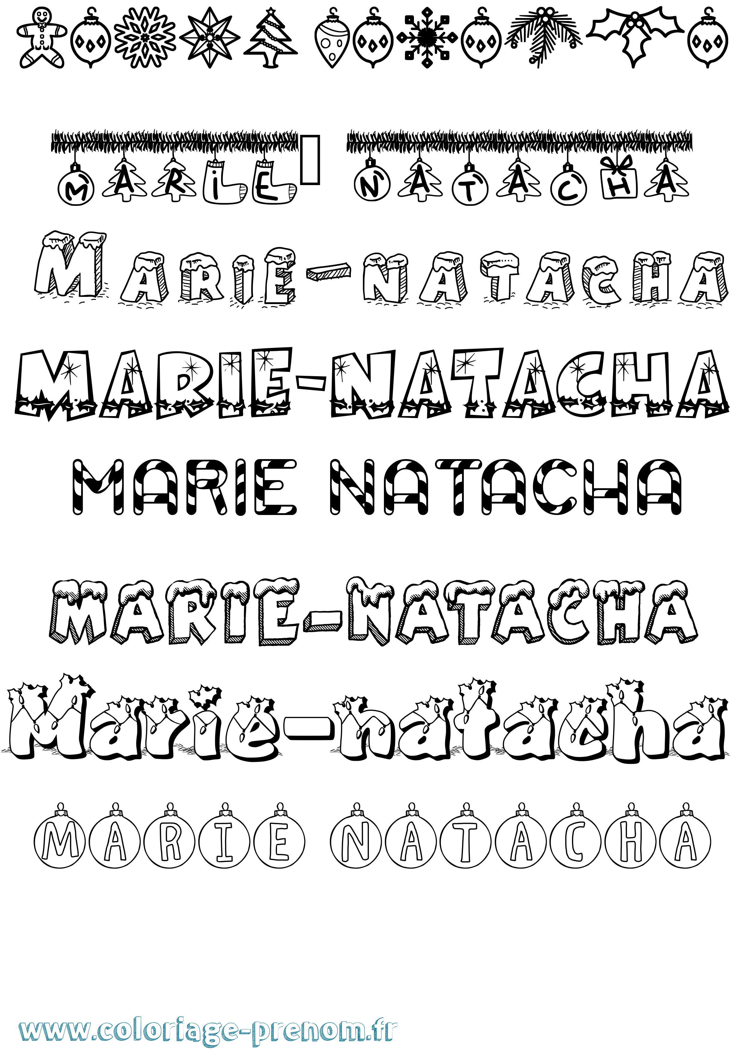 Coloriage Marie-Natacha Noël Coloriage prénom Marie-Natacha Noël