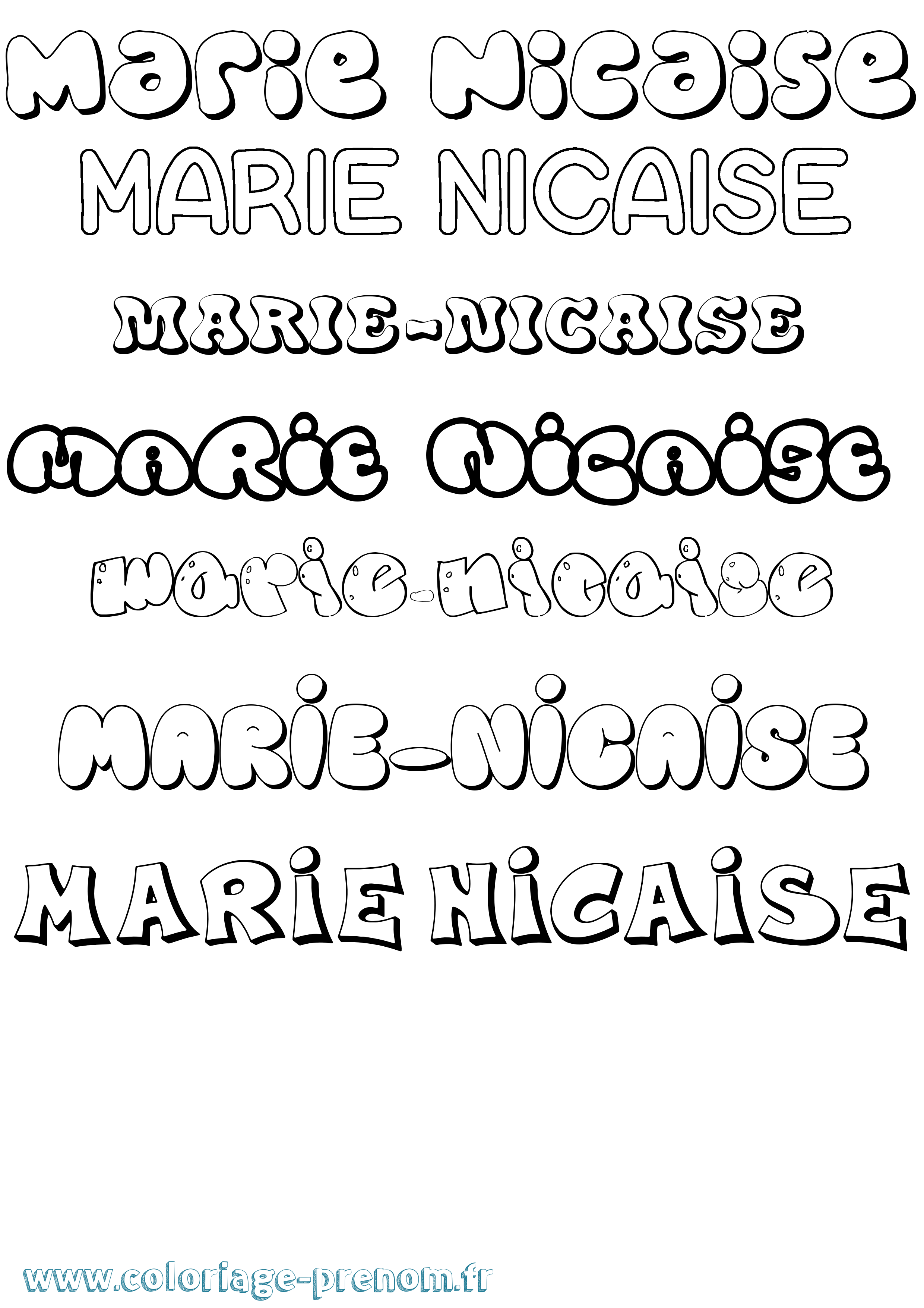 Coloriage Marie-Nicaise Bubble Coloriage prénom Marie-Nicaise Bubble