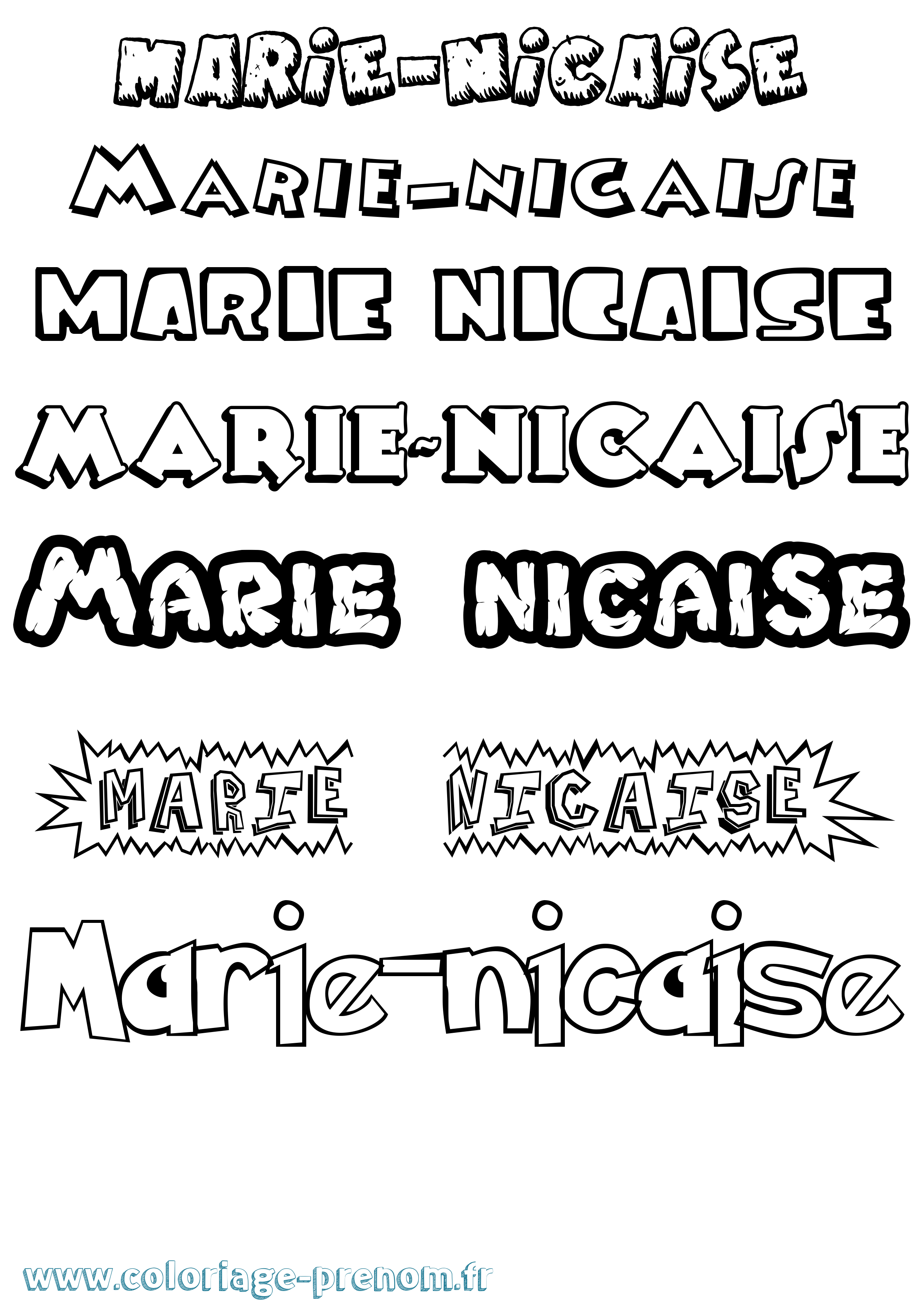 Coloriage Marie-Nicaise Dessin Animé Coloriage prénom Marie-Nicaise Dessin Animé