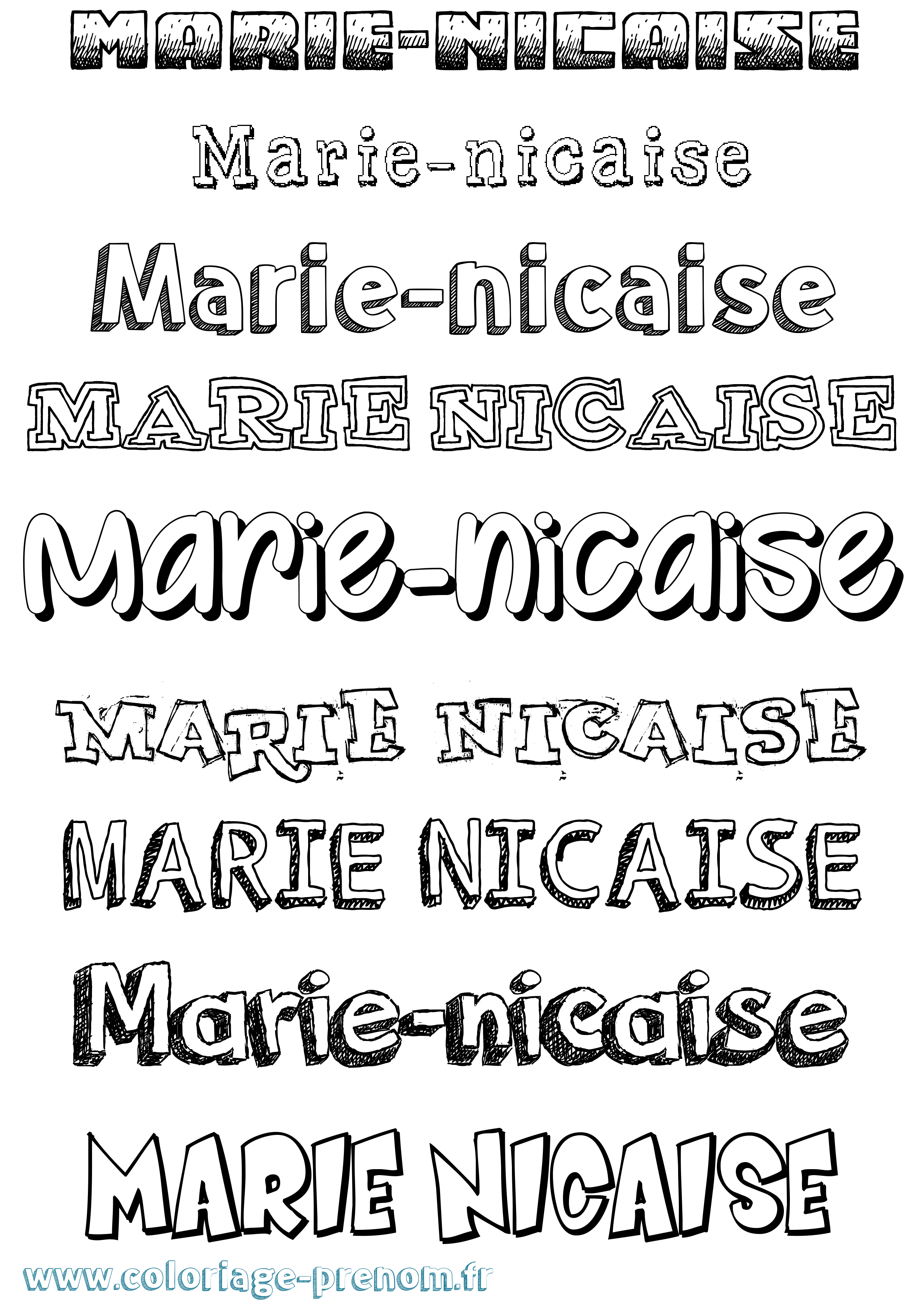 Coloriage Marie-Nicaise Dessiné Coloriage prénom Marie-Nicaise Dessiné