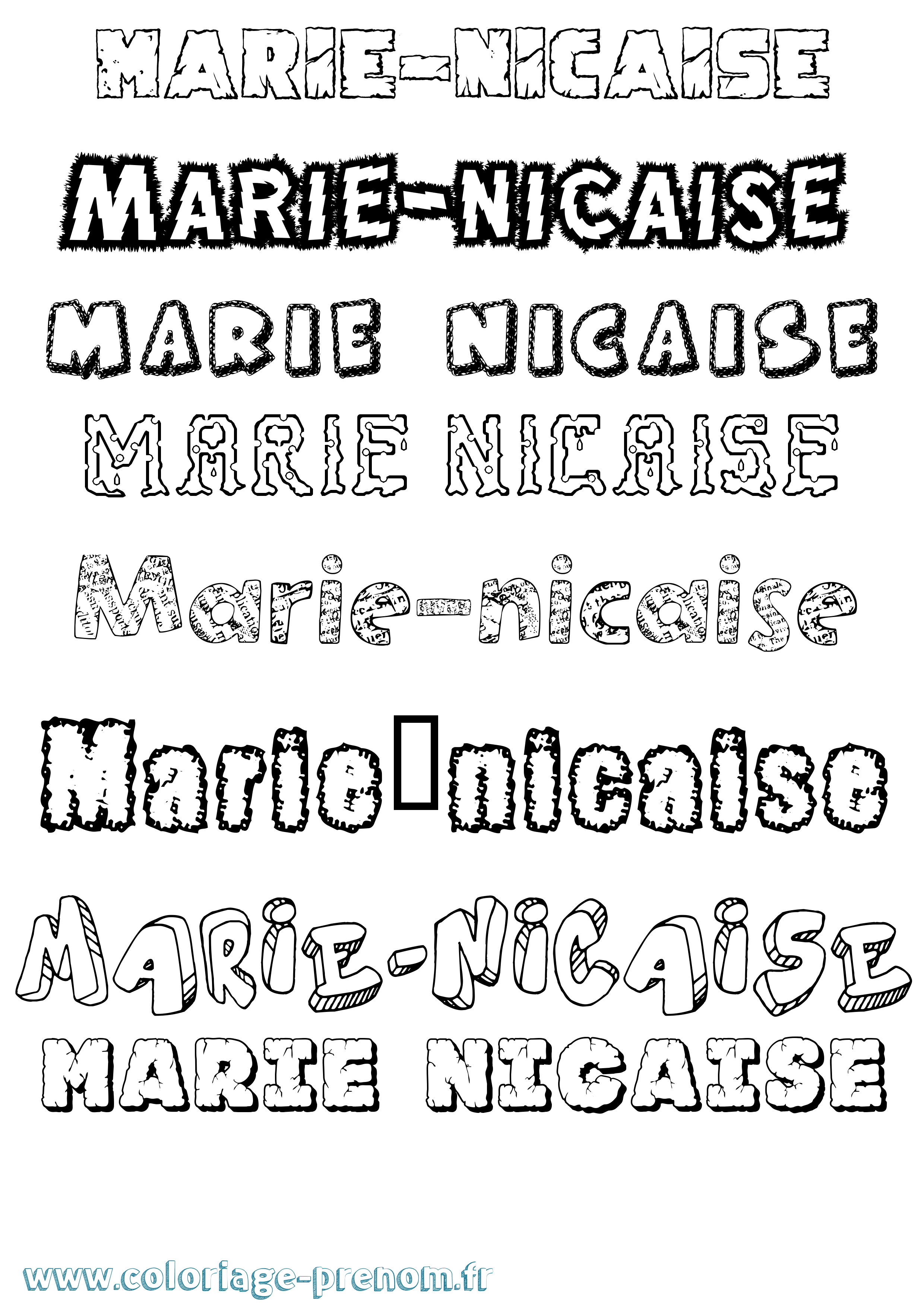 Coloriage Marie-Nicaise Destructuré Coloriage prénom Marie-Nicaise Destructuré