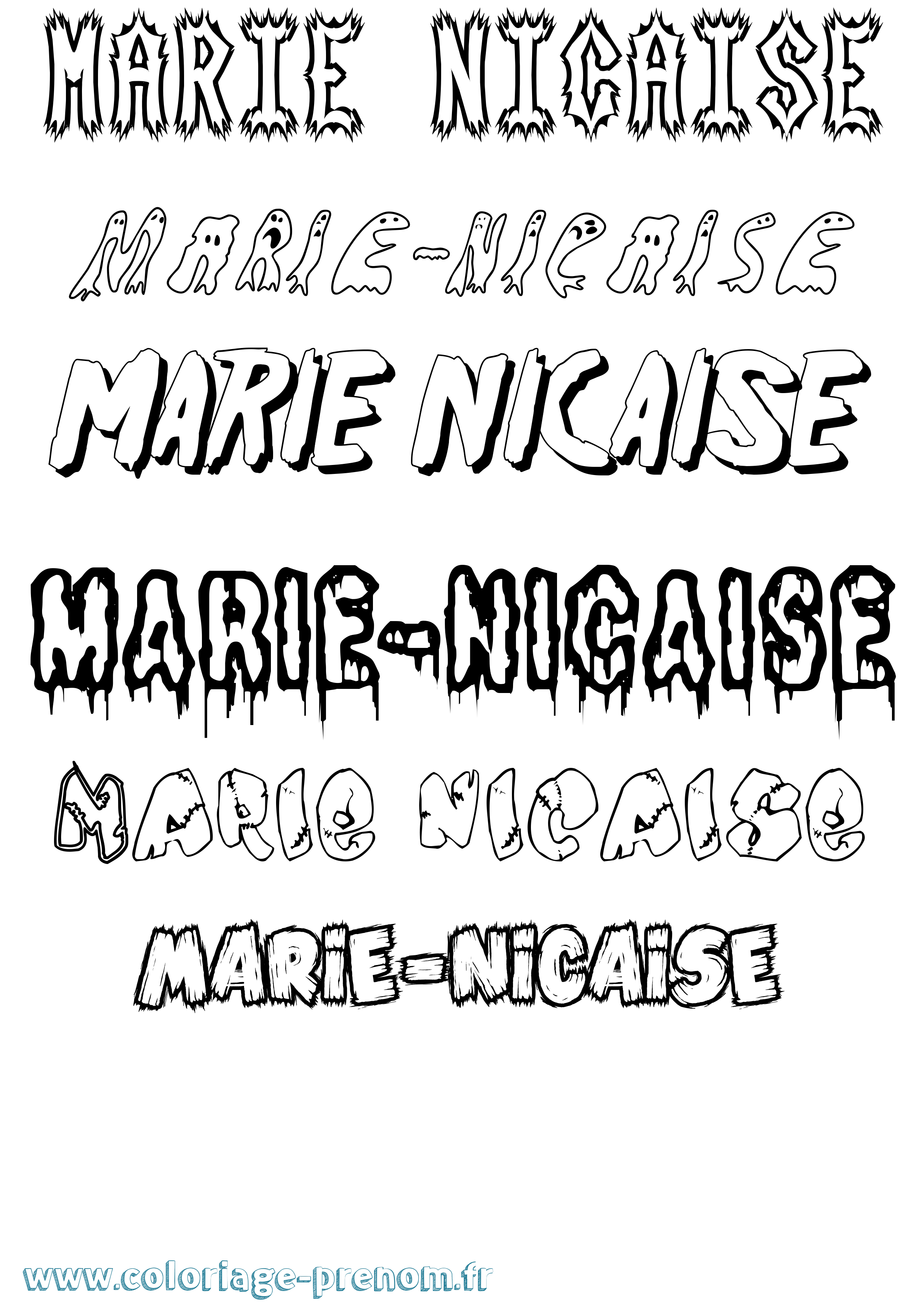 Coloriage Marie-Nicaise Frisson Coloriage prénom Marie-Nicaise Frisson