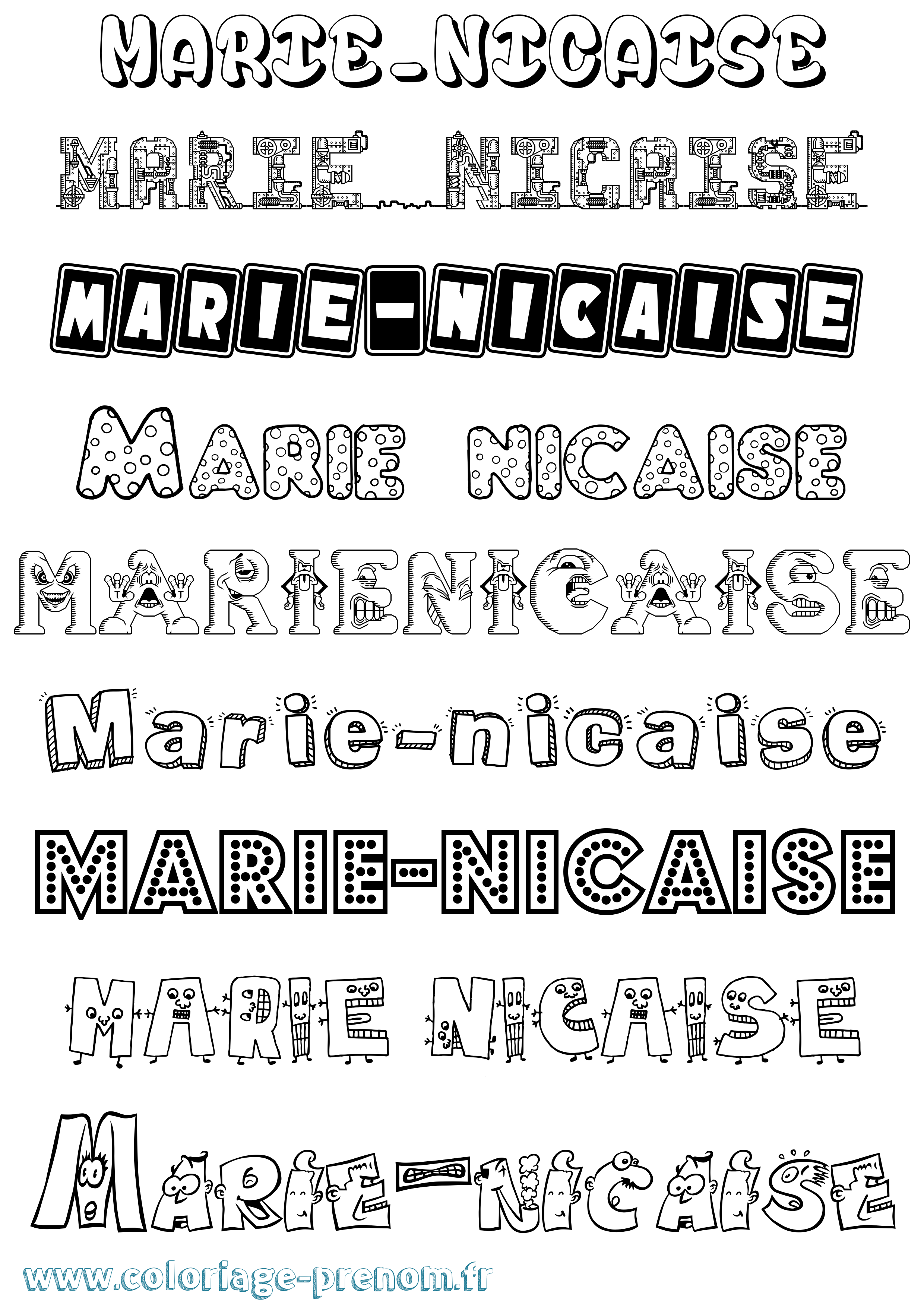 Coloriage Marie-Nicaise Fun Coloriage prénom Marie-Nicaise Fun