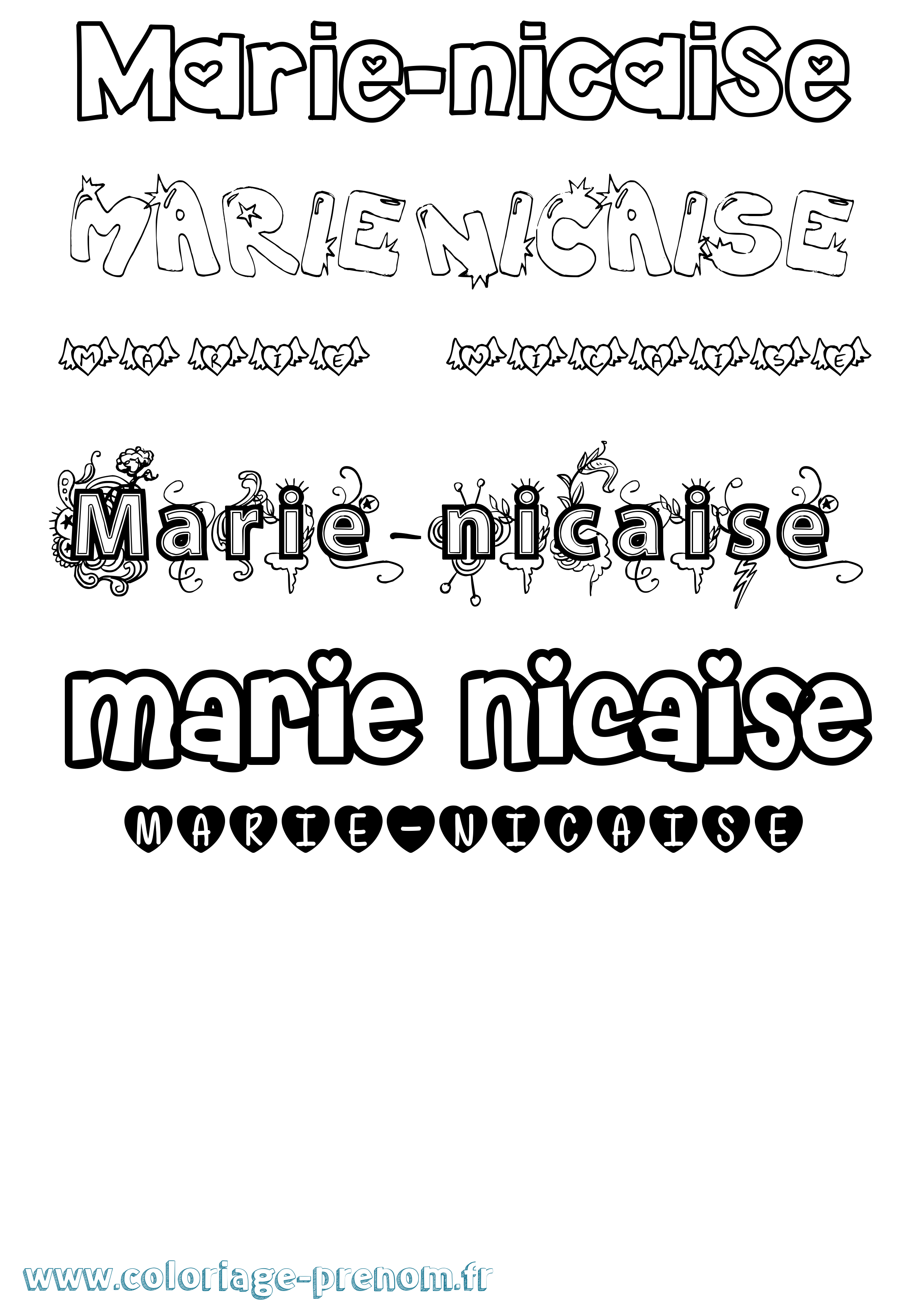 Coloriage Marie-Nicaise Girly Coloriage prénom Marie-Nicaise Girly