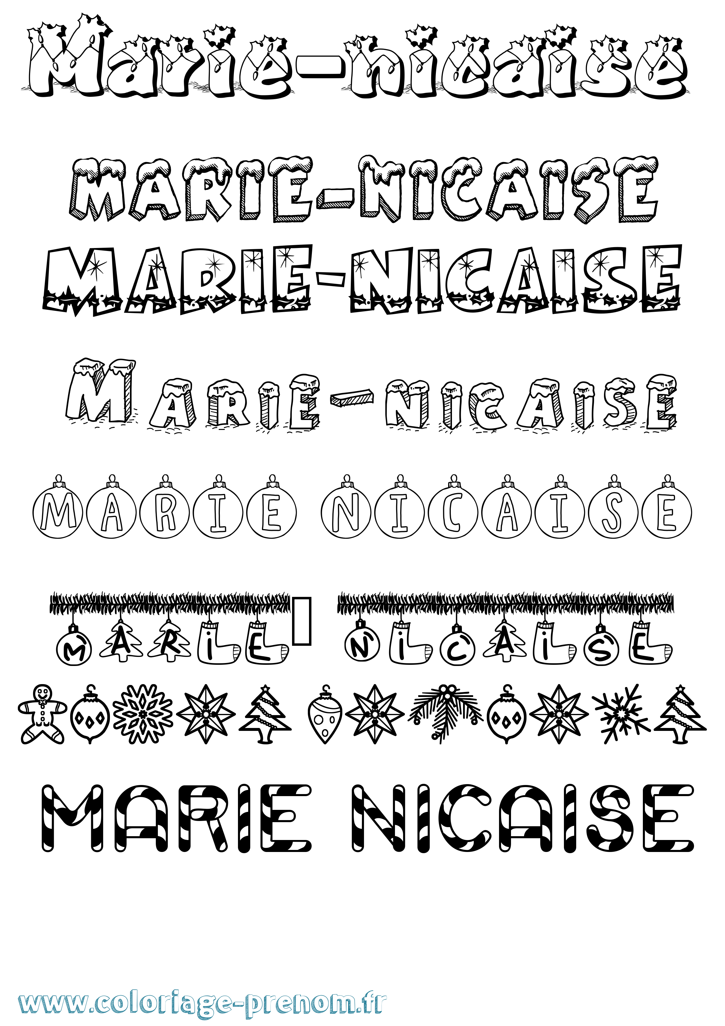 Coloriage Marie-Nicaise Noël Coloriage prénom Marie-Nicaise Noël