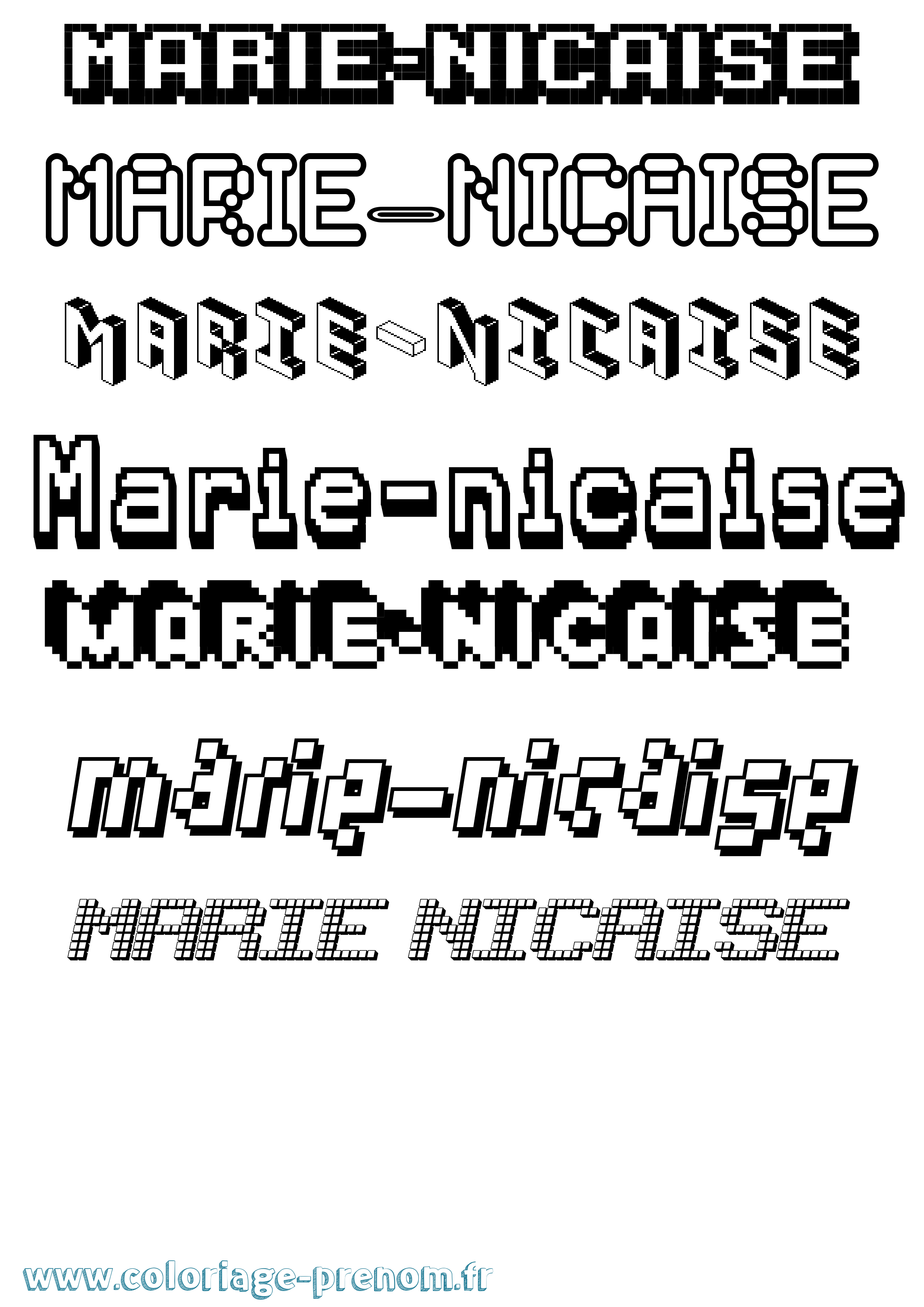 Coloriage Marie-Nicaise Pixel Coloriage prénom Marie-Nicaise Pixel