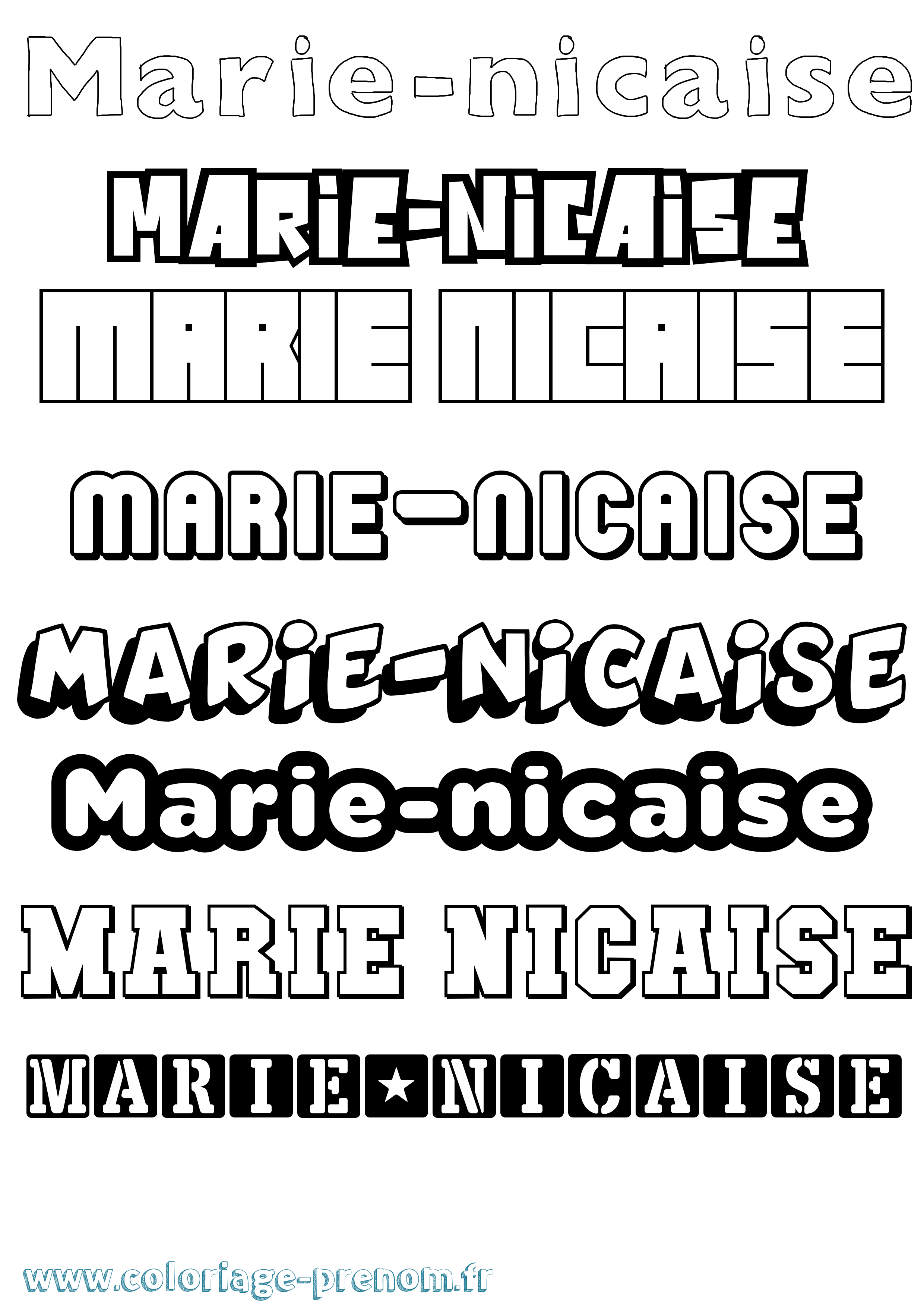 Coloriage Marie-Nicaise Simple Coloriage prénom Marie-Nicaise Simple