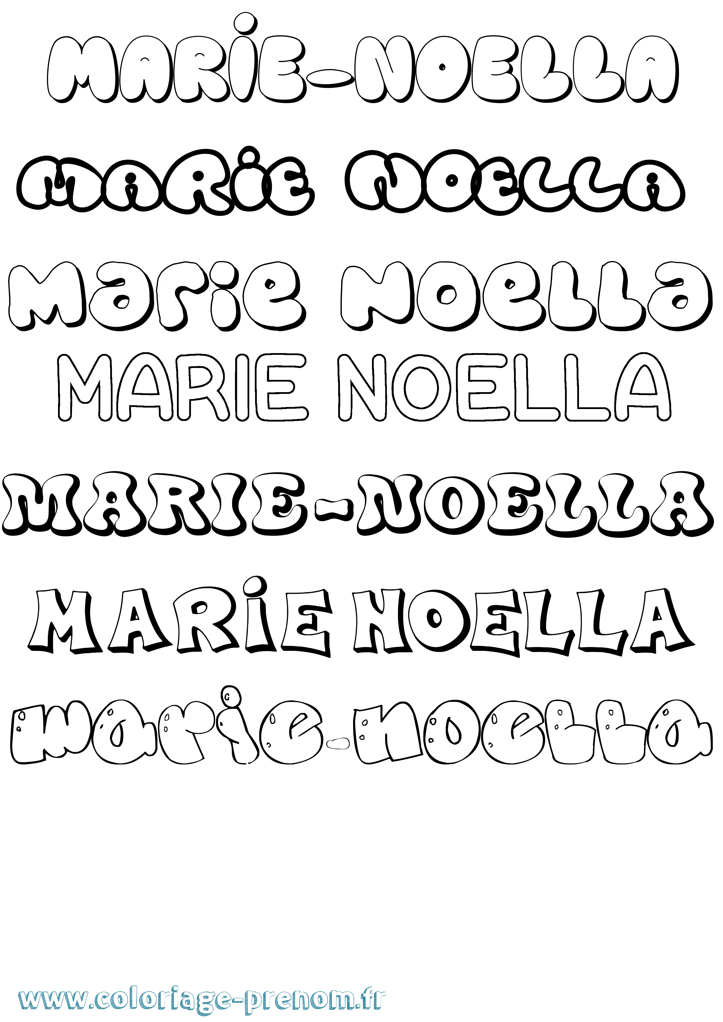 Coloriage Marie-Noella Bubble Coloriage prénom Marie-Noella Bubble