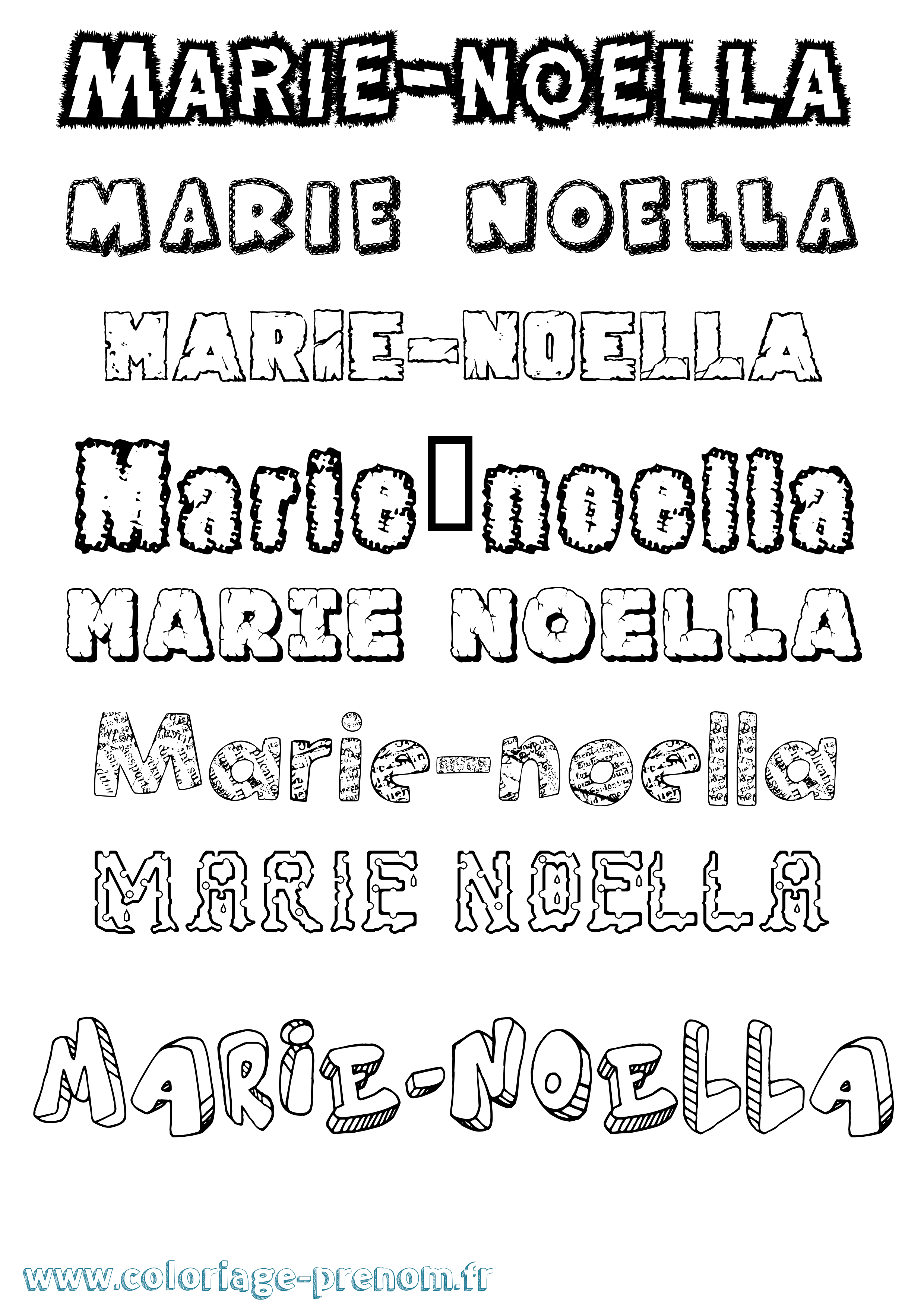 Coloriage Marie-Noella Destructuré Coloriage prénom Marie-Noella Destructuré