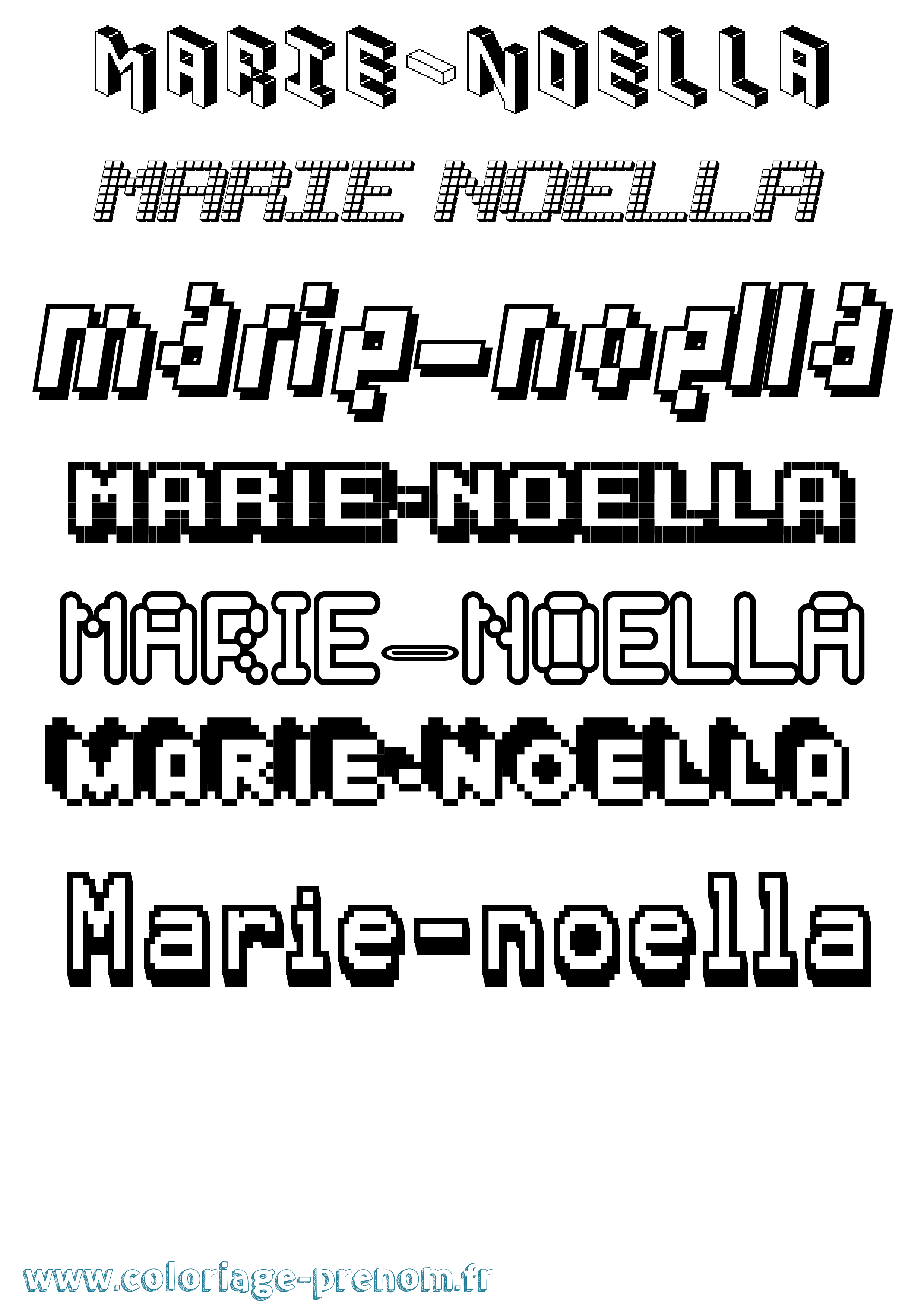 Coloriage Marie-Noella Pixel Coloriage prénom Marie-Noella Pixel