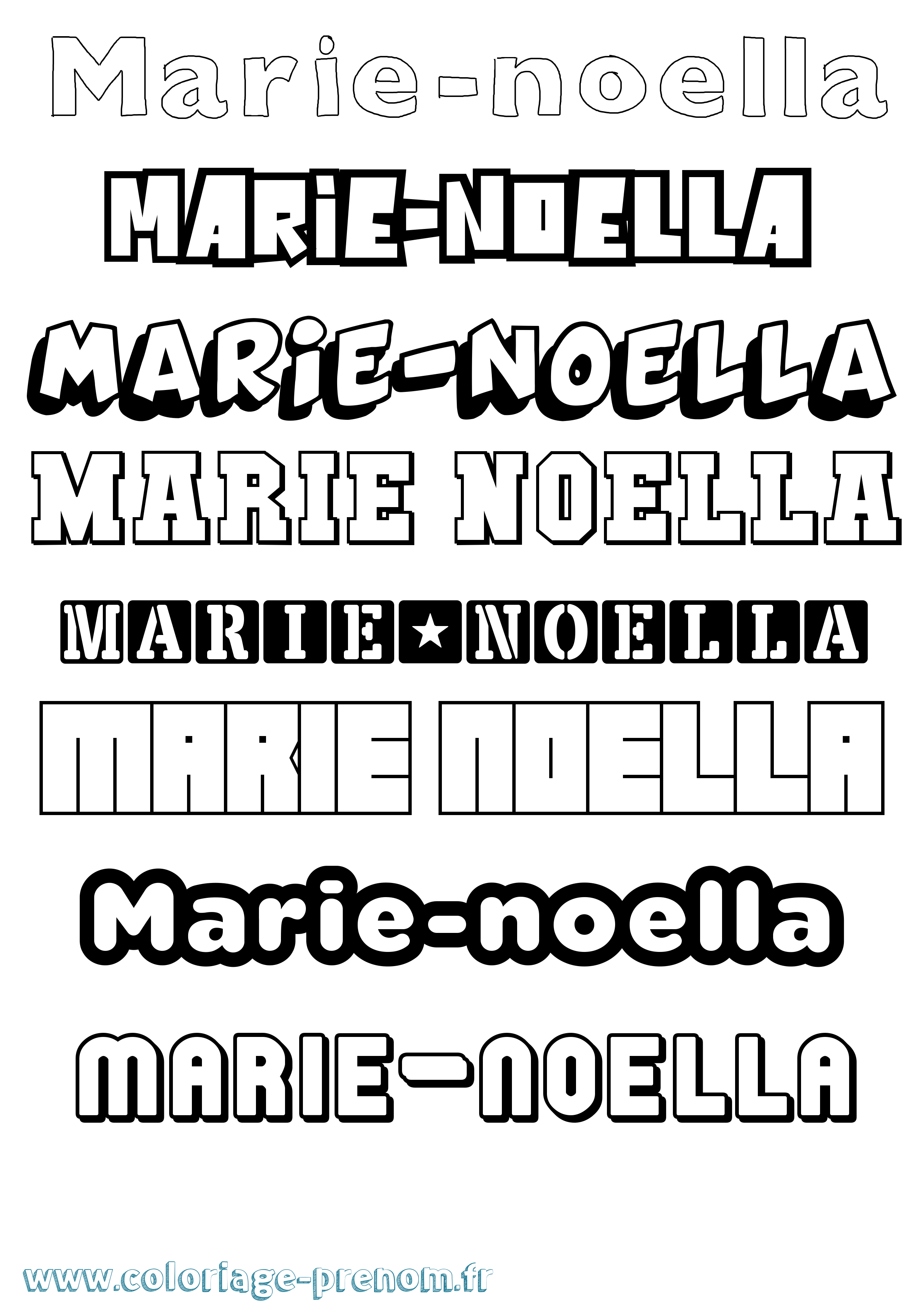 Coloriage Marie-Noella Simple Coloriage prénom Marie-Noella Simple