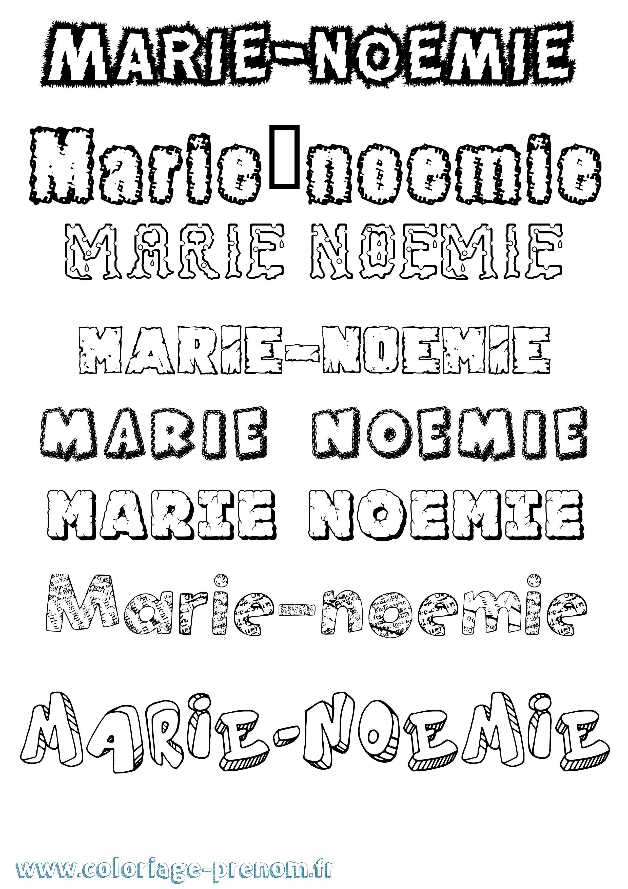Coloriage Marie-Noemie Destructuré Coloriage prénom Marie-Noemie Destructuré
