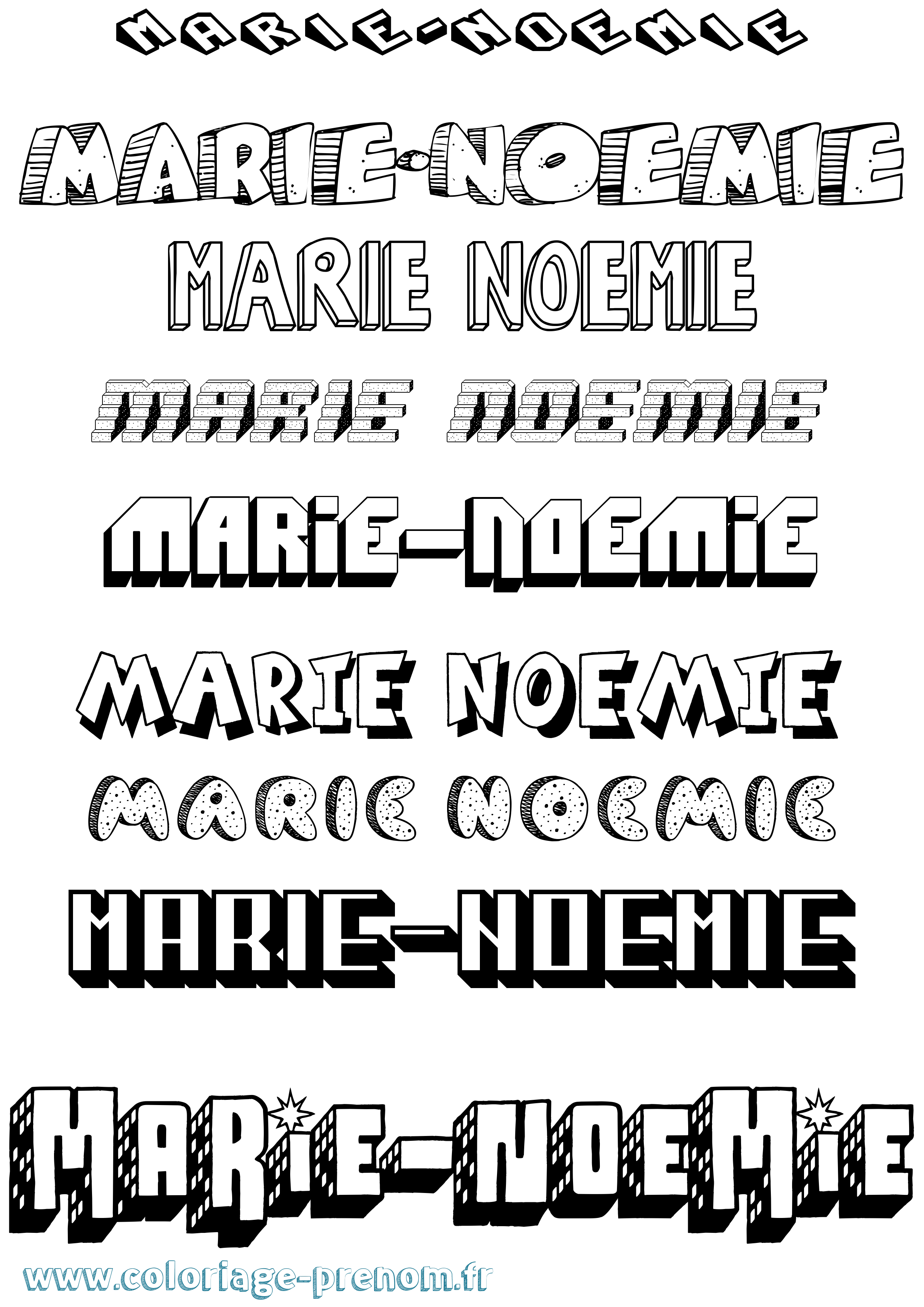 Coloriage Marie-Noemie Effet 3D Coloriage prénom Marie-Noemie Effet 3D