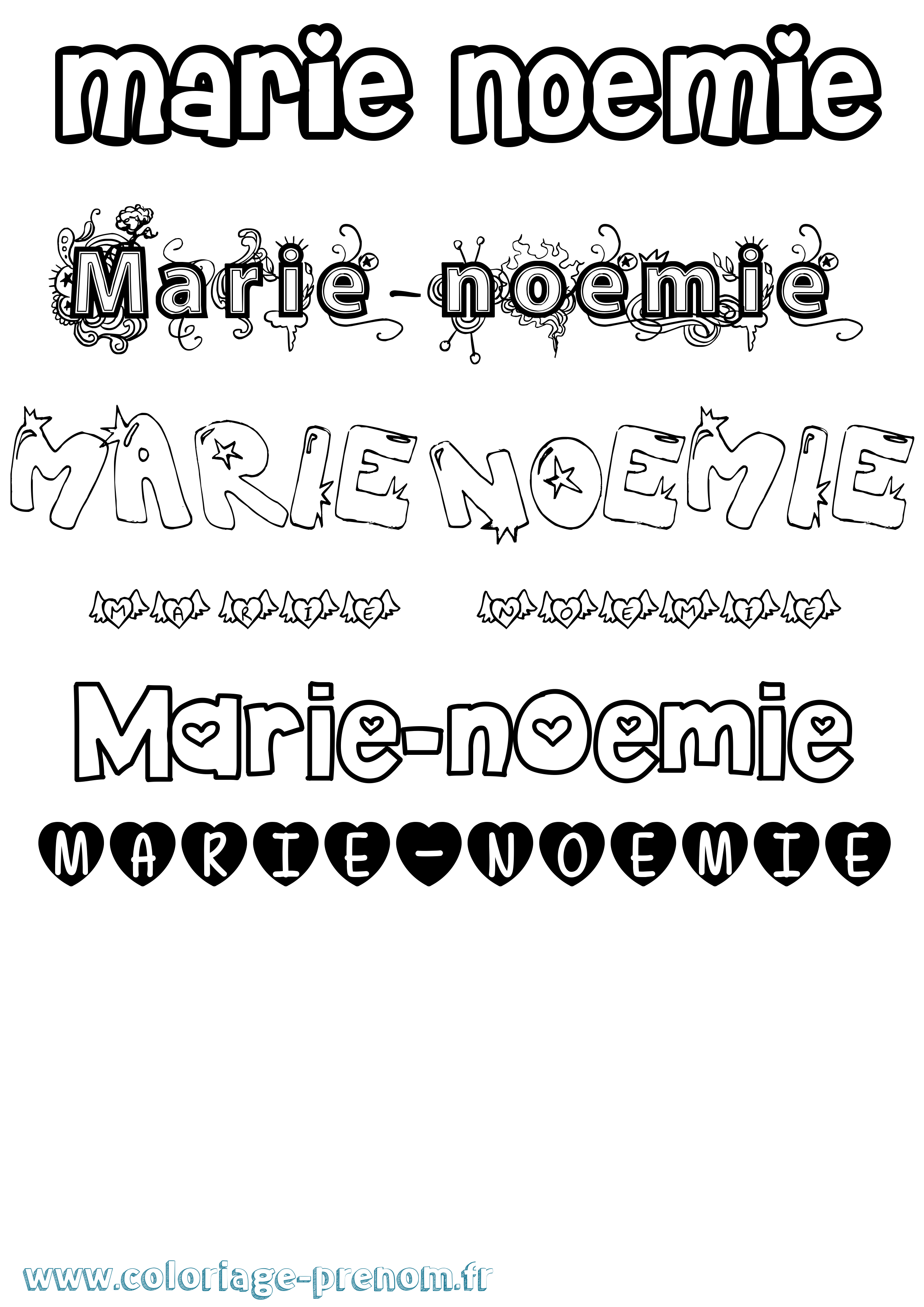Coloriage Marie-Noemie Girly Coloriage prénom Marie-Noemie Girly
