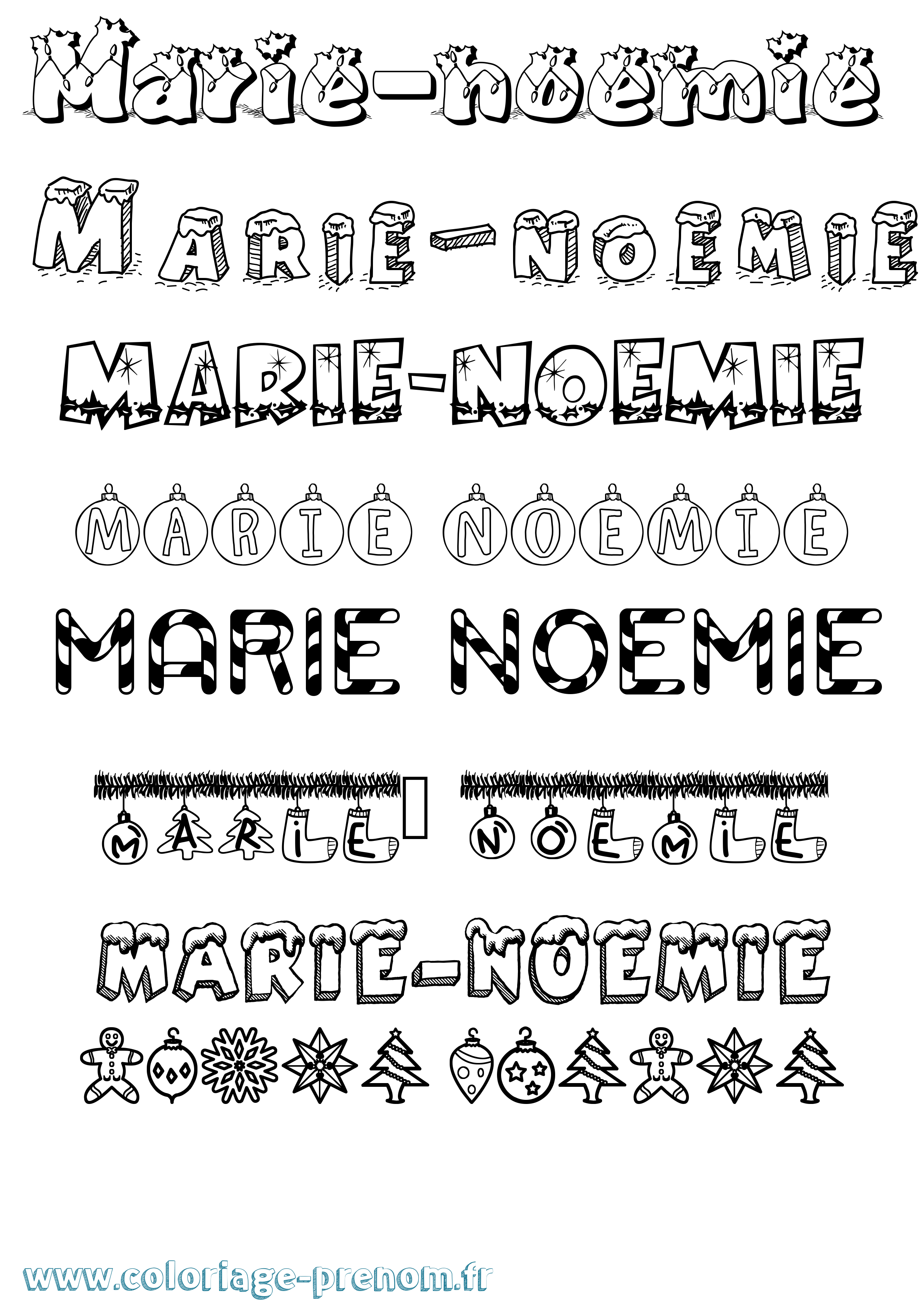 Coloriage Marie-Noemie Noël Coloriage prénom Marie-Noemie Noël
