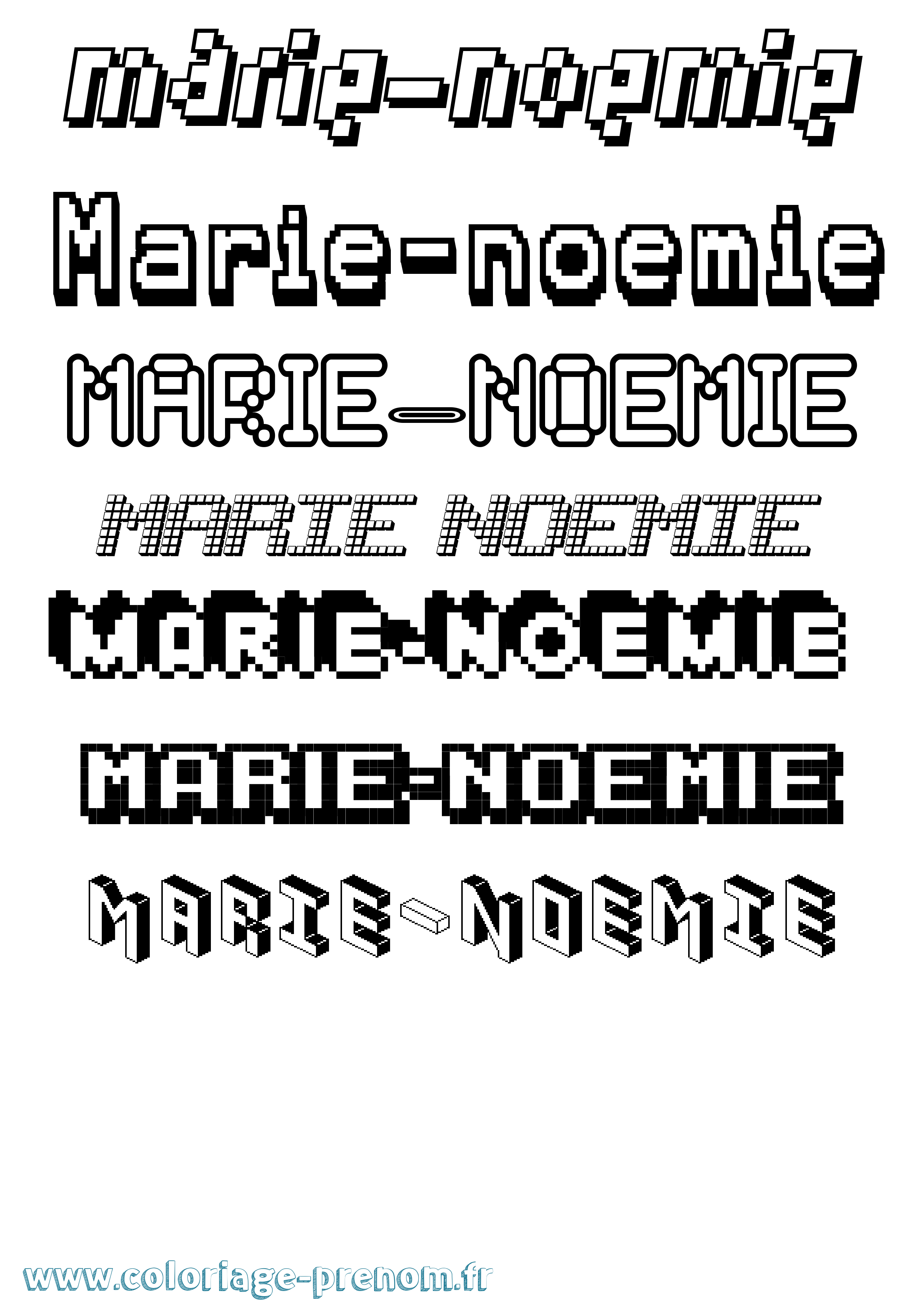 Coloriage Marie-Noemie Pixel Coloriage prénom Marie-Noemie Pixel