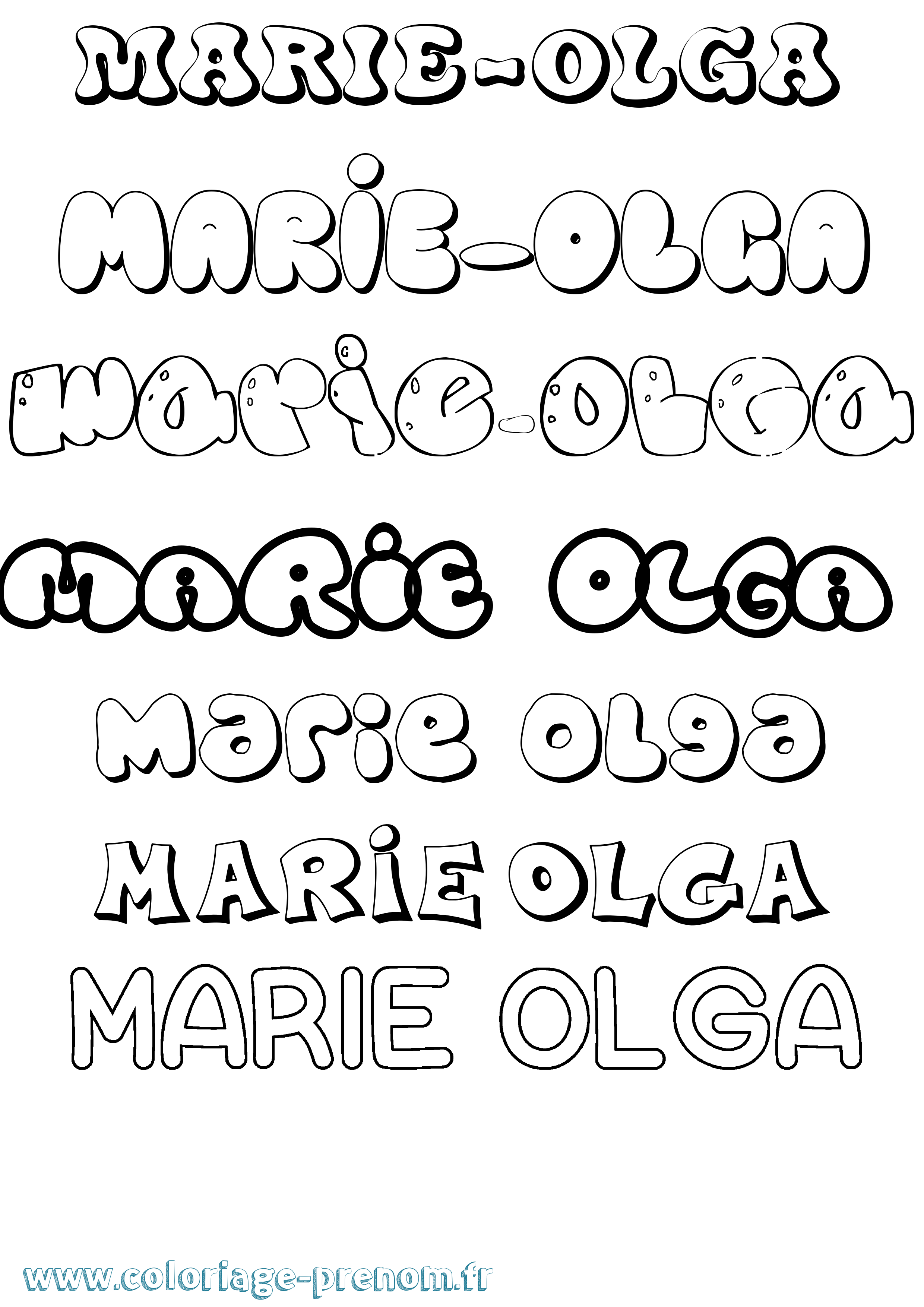 Coloriage Marie-Olga Bubble Coloriage prénom Marie-Olga Bubble