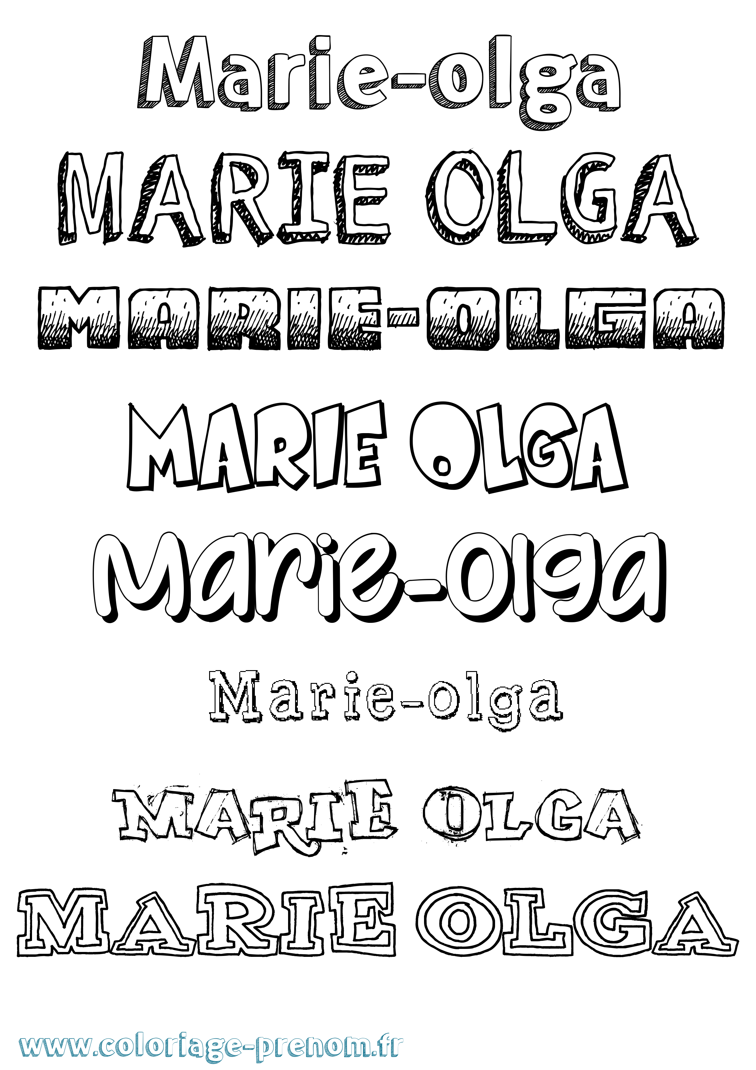 Coloriage Marie-Olga Dessiné Coloriage prénom Marie-Olga Dessiné