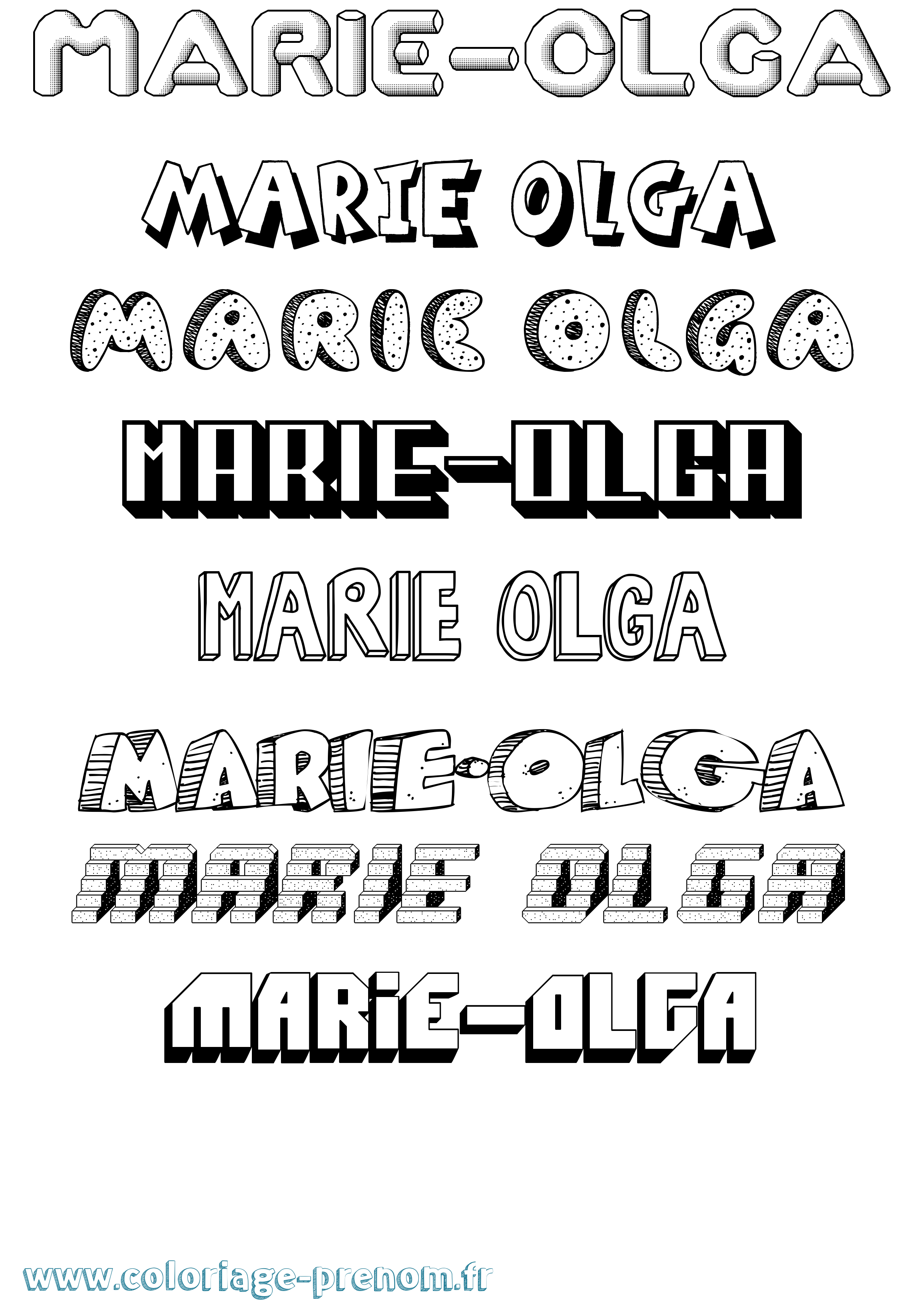 Coloriage Marie-Olga Effet 3D Coloriage prénom Marie-Olga Effet 3D