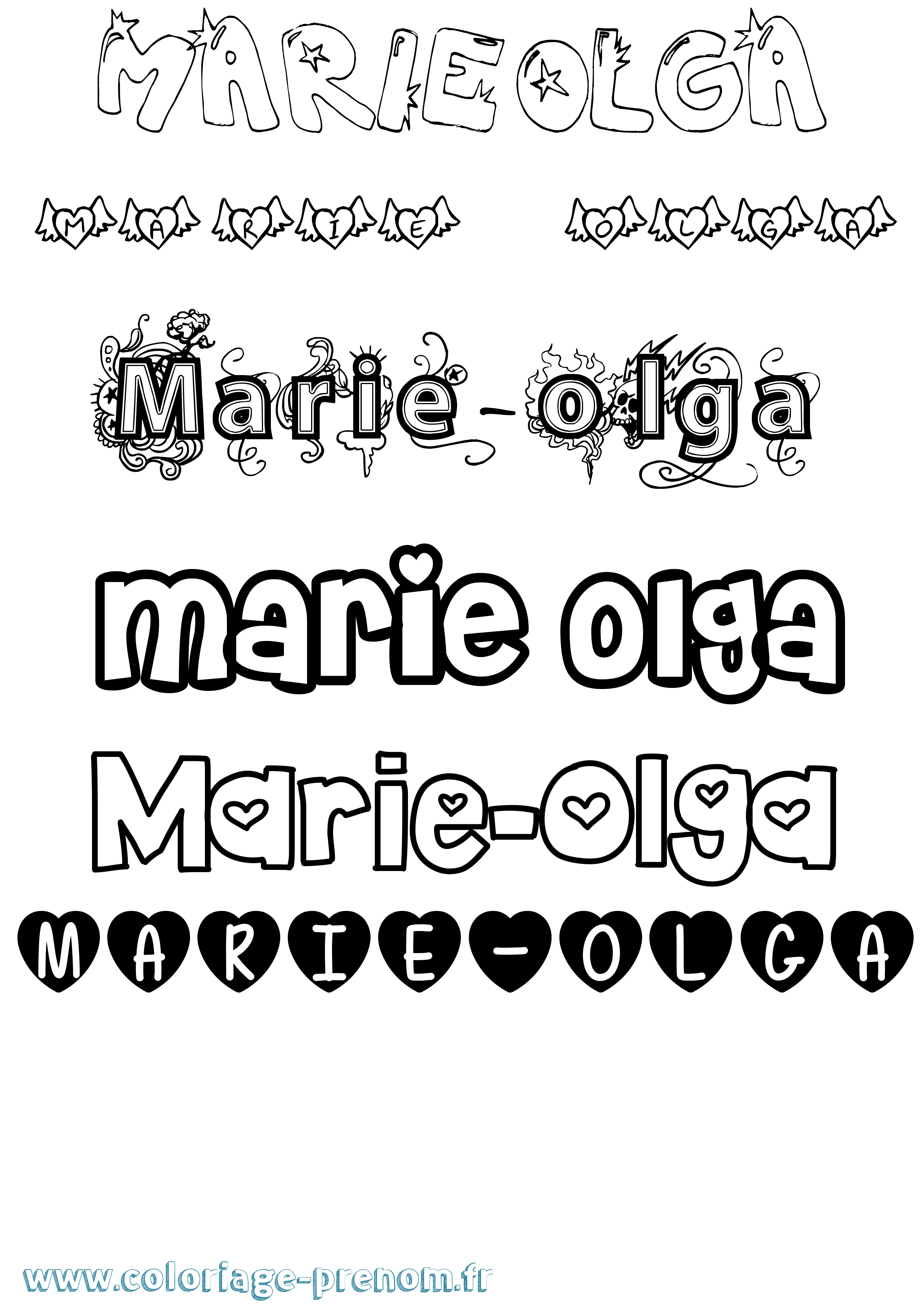 Coloriage Marie-Olga Girly Coloriage prénom Marie-Olga Girly