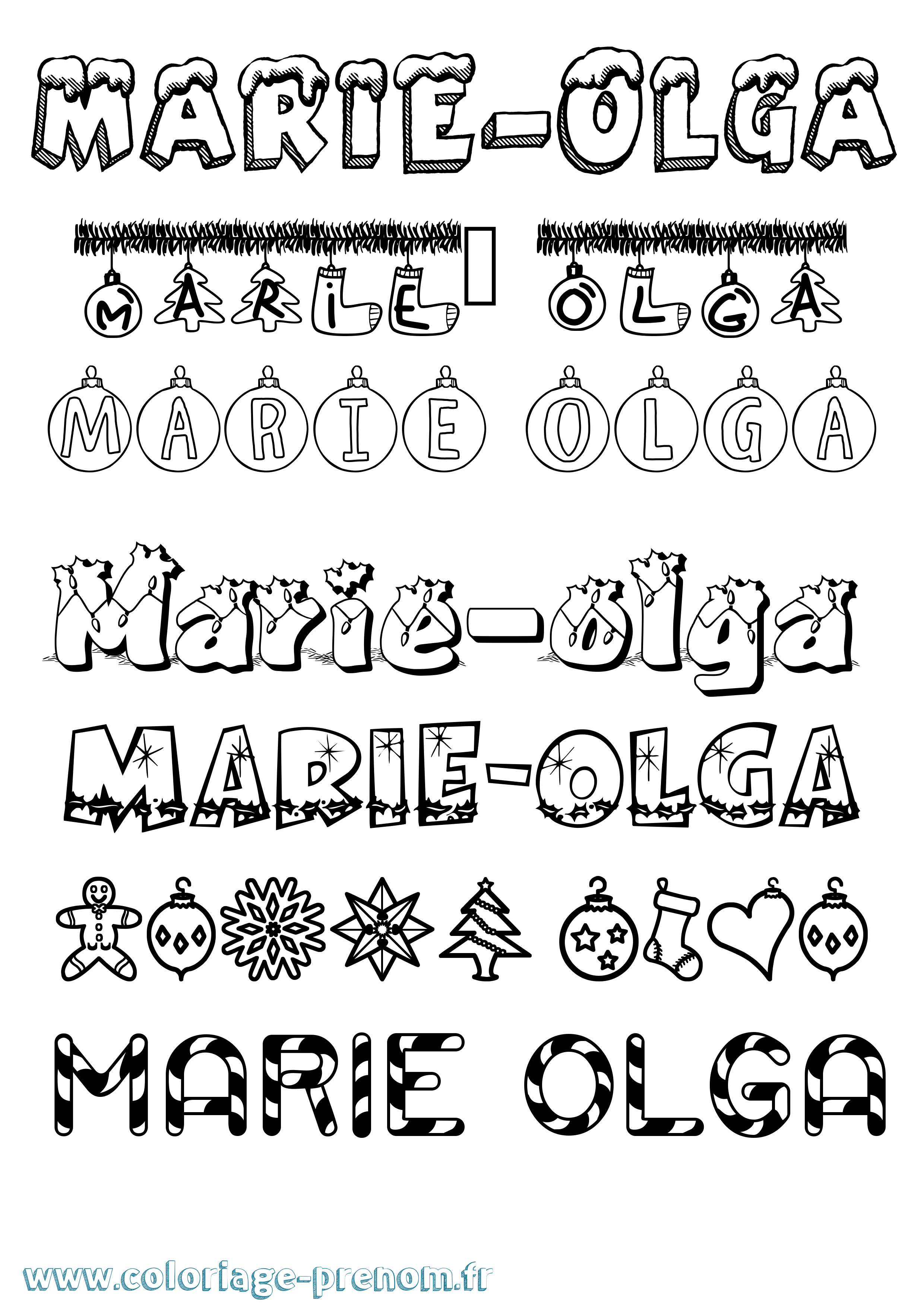Coloriage Marie-Olga Noël Coloriage prénom Marie-Olga Noël